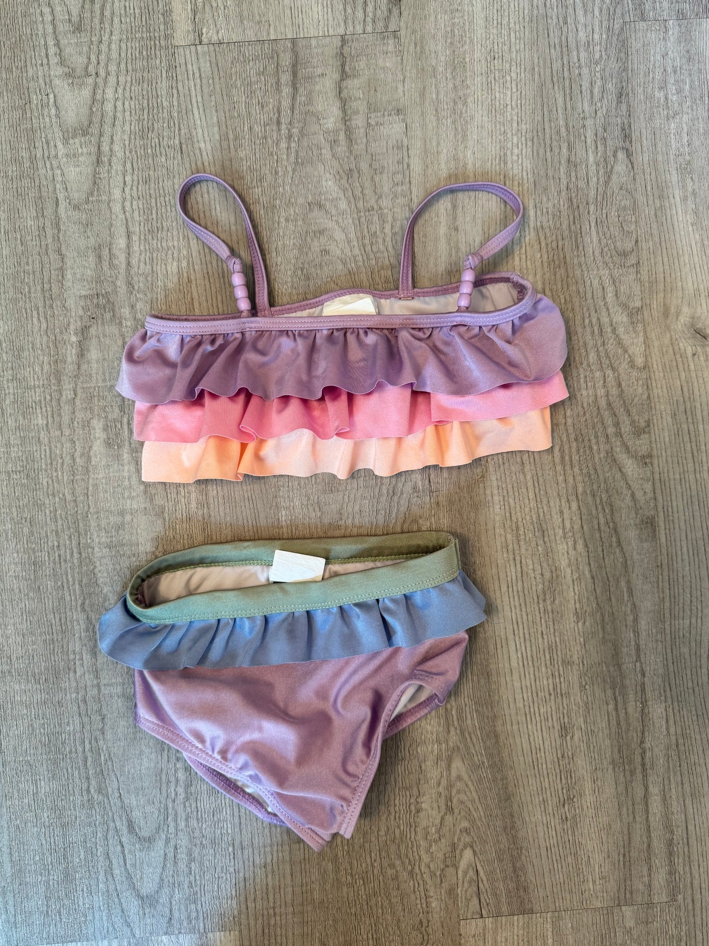 Cotton On Pastel Rainbow Ruffles Bikini Girl’s Size 5 Years Purple