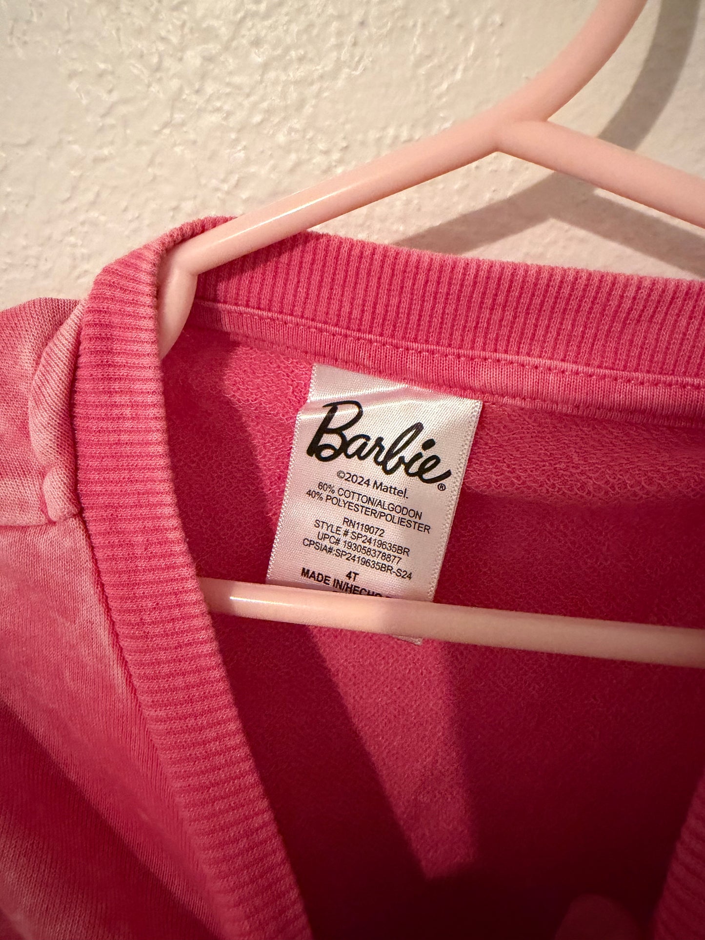 Malibu Barbie Sweatshirt Toddler Size 4T Pink