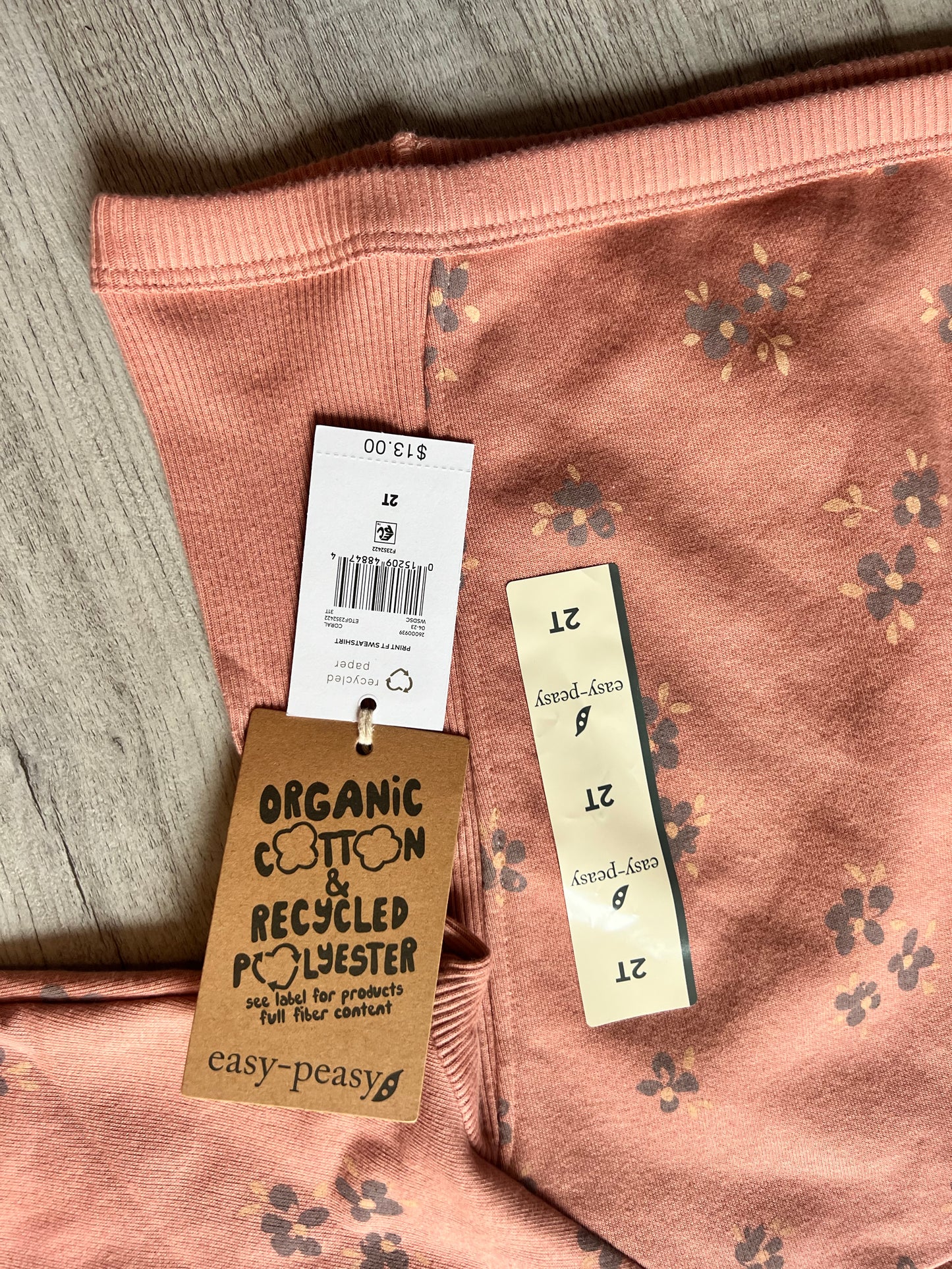 Easy Peasy Floral Sweatshirt Toddler Girl’s Size 2T Mauve