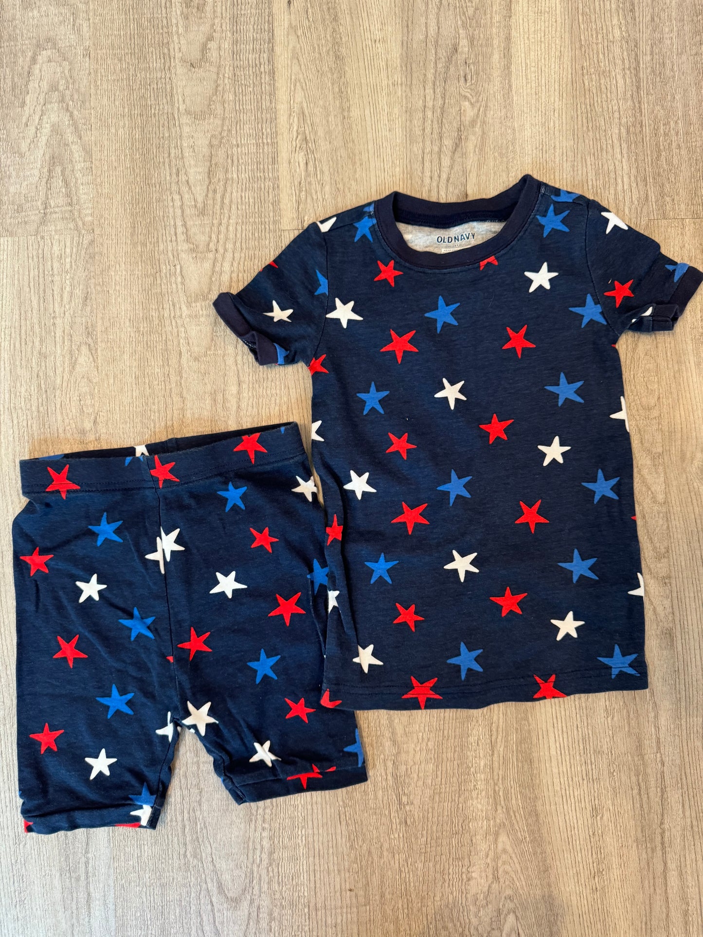 Old Navy Americana Star Print Pajamas Matching Set Toddler Size 5T Navy