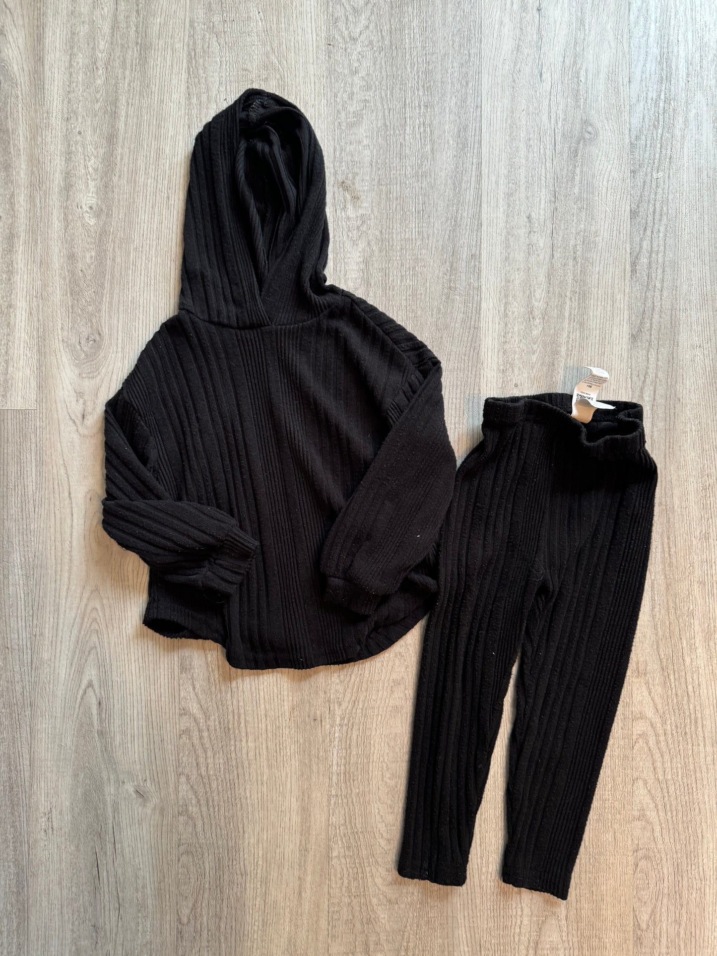 Ribbed Athleisure Matching Set Toddler Girl Size 2/3 Years Solid Black
