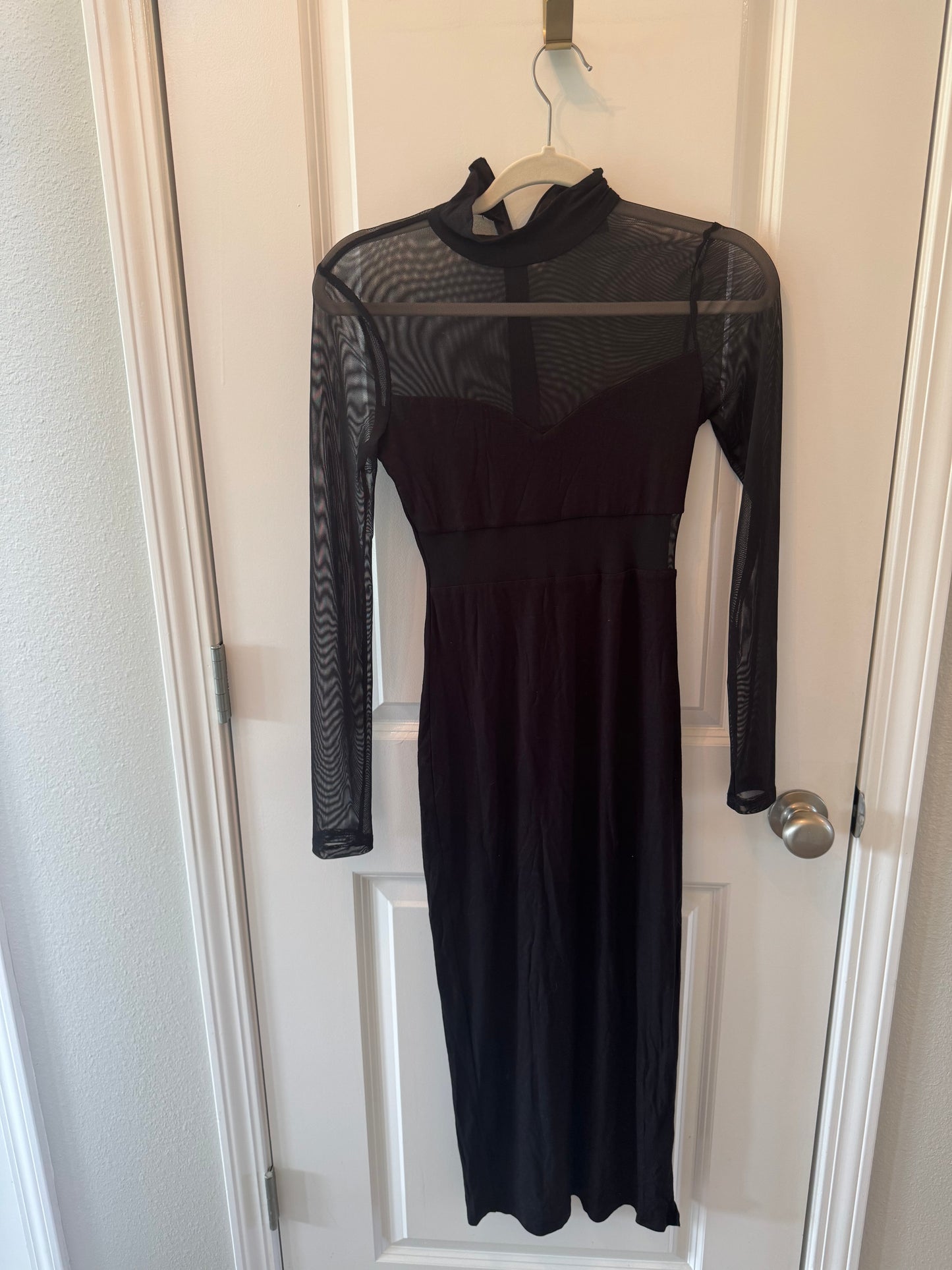 Vici Sheer Mesh Sleeve Dress Women’s XS Black