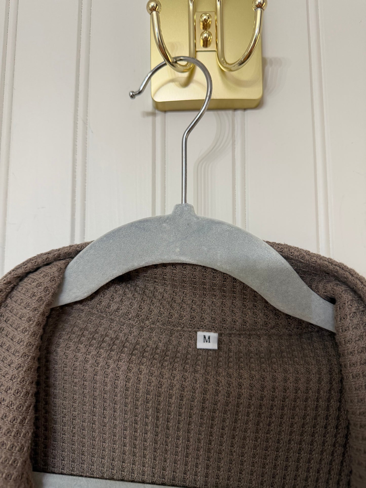 Waffle Knit Button Down Top Women’s Medium