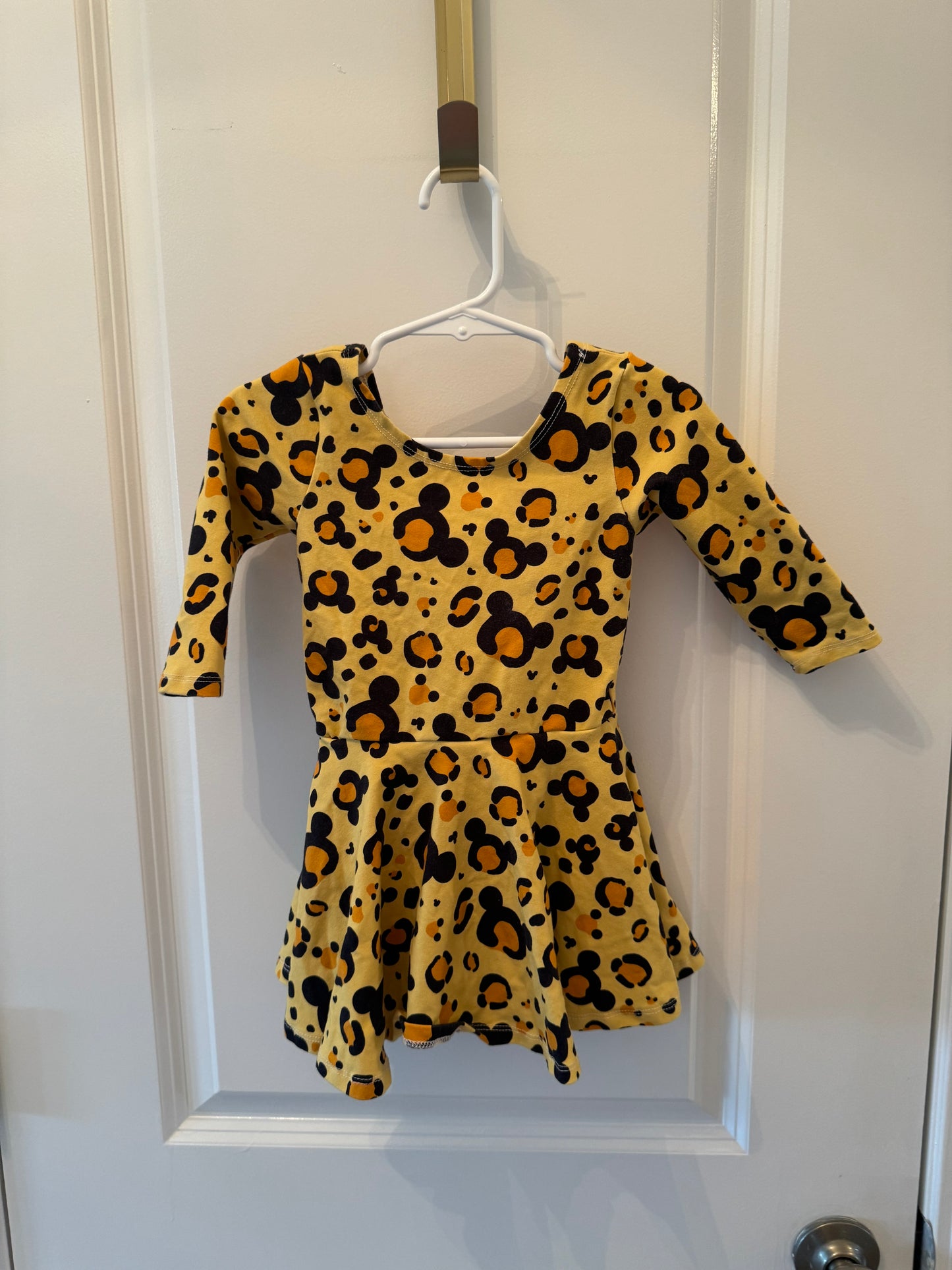 Raising Wilds Animal Print Mickey Dress Toddler Girl Size 2T Yellow