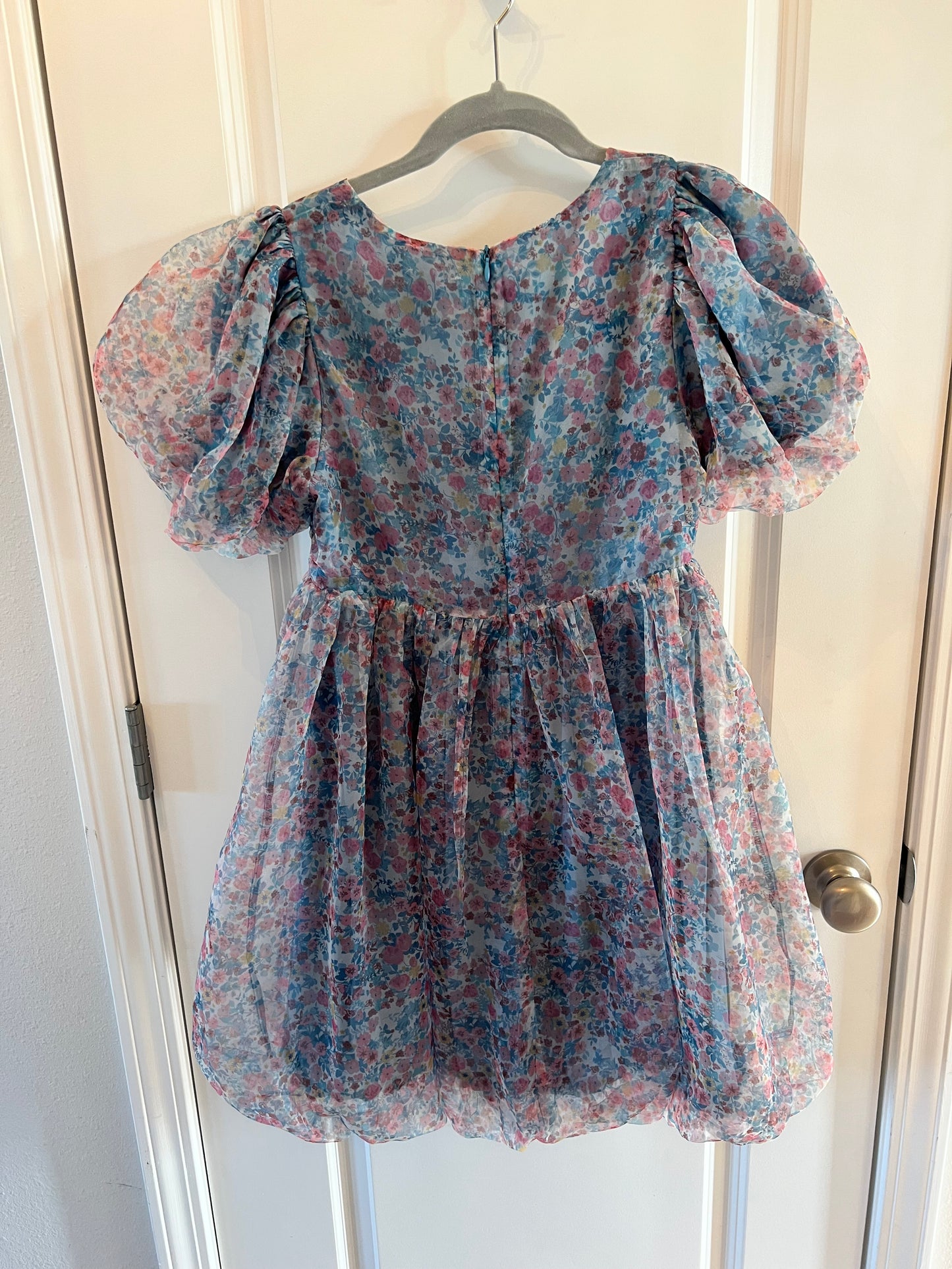 Storia Ditzy Floral Puff Sleeve Dress Women’s Size Small 4-6 Blue