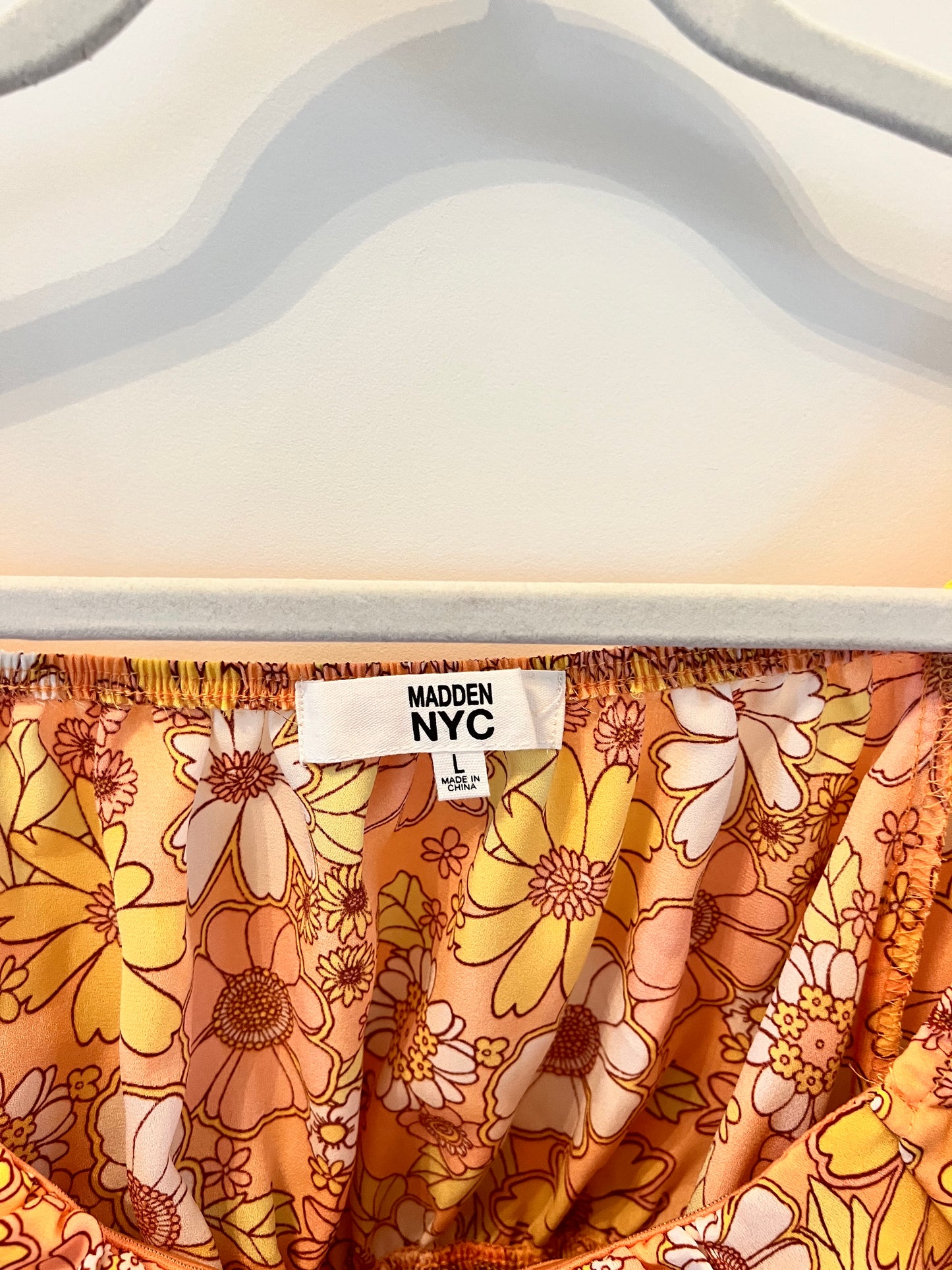Madden NYC 70s Floral Cropped Top Women’s Size Large 12-14 Mustard