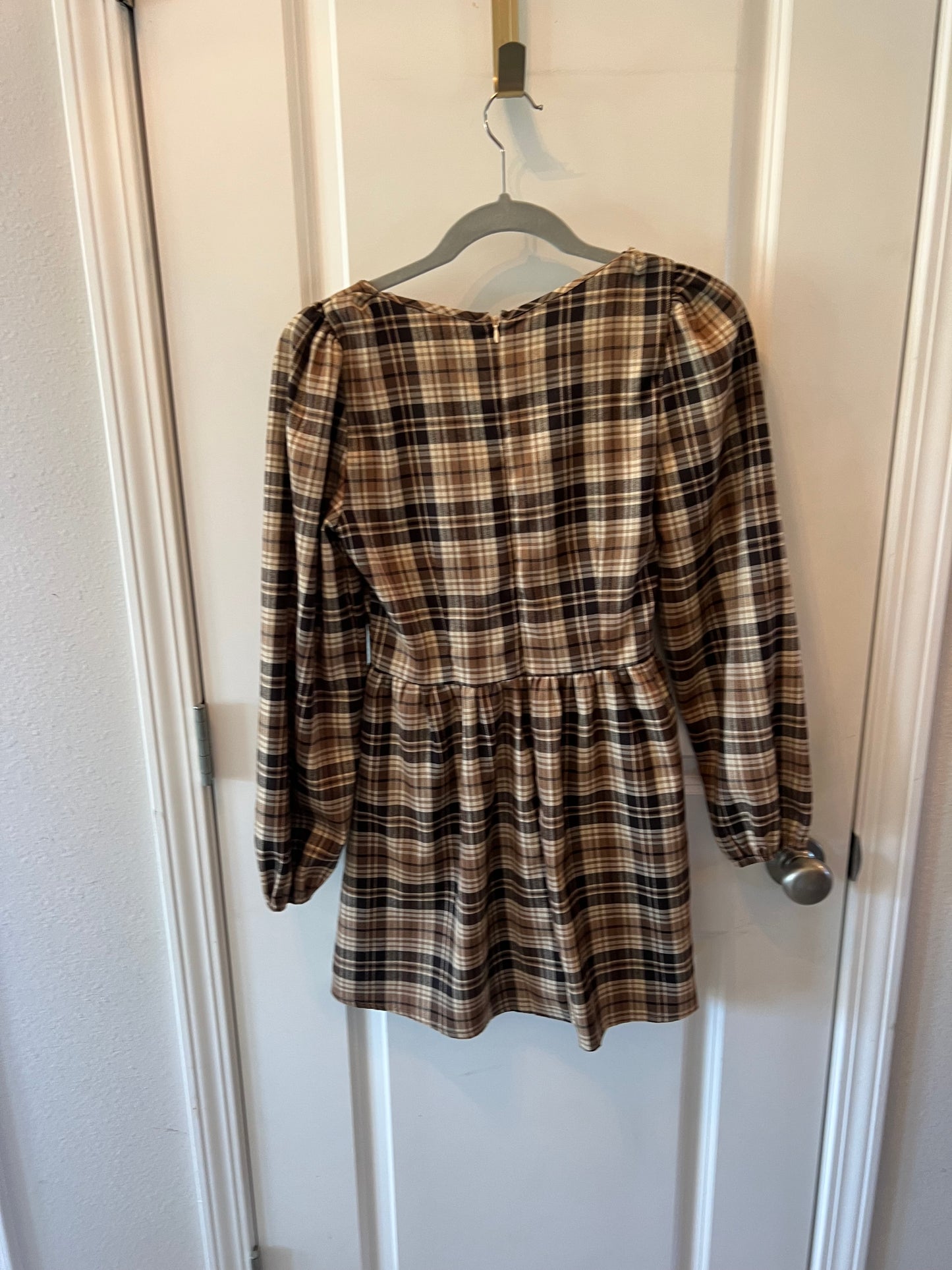 Plaid Bustier Dress Women’s Size XS Brown