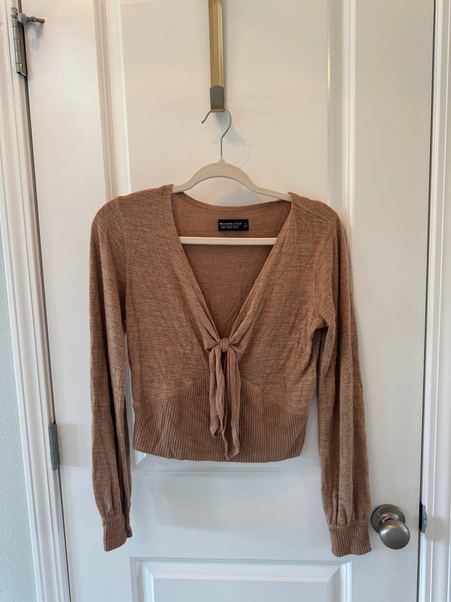 Abercrombie & Fitch Tie Front Knit Top Women’s Small Tan