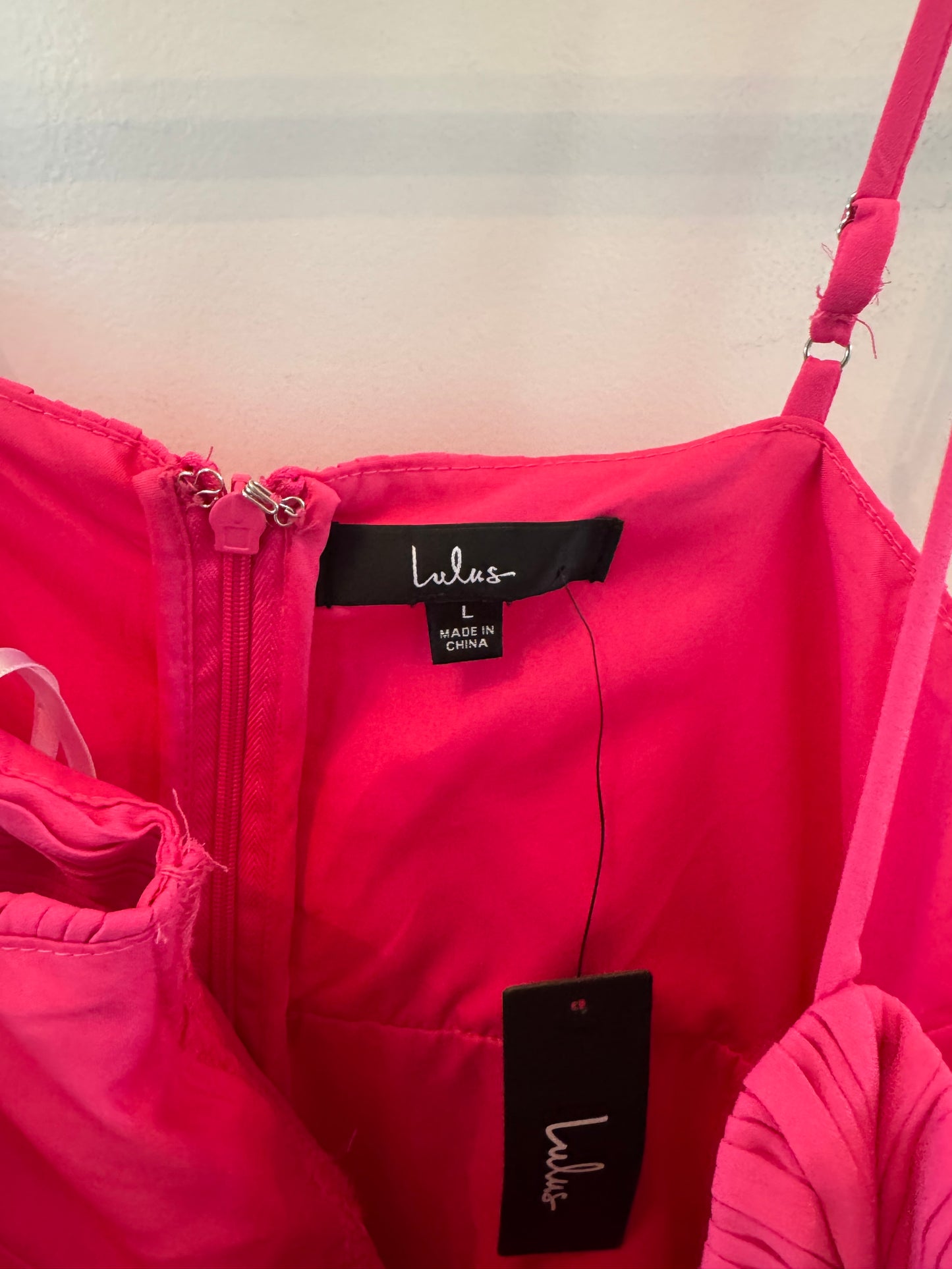 Lulu’s Tiered Pleated Dress Women’s Large Pink NWT