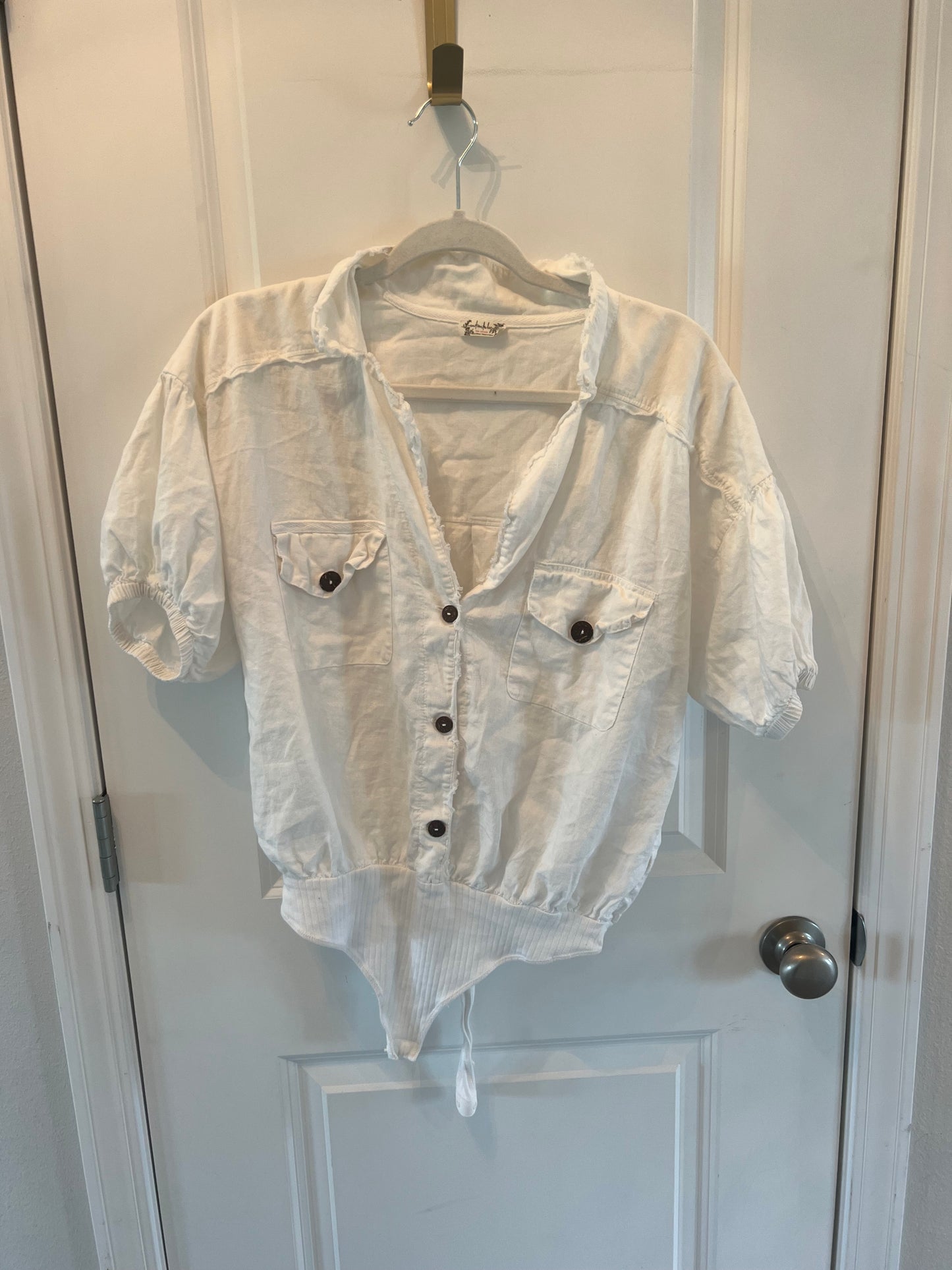 Free People Bodysuit Short Sleeve Women’s Size Small White