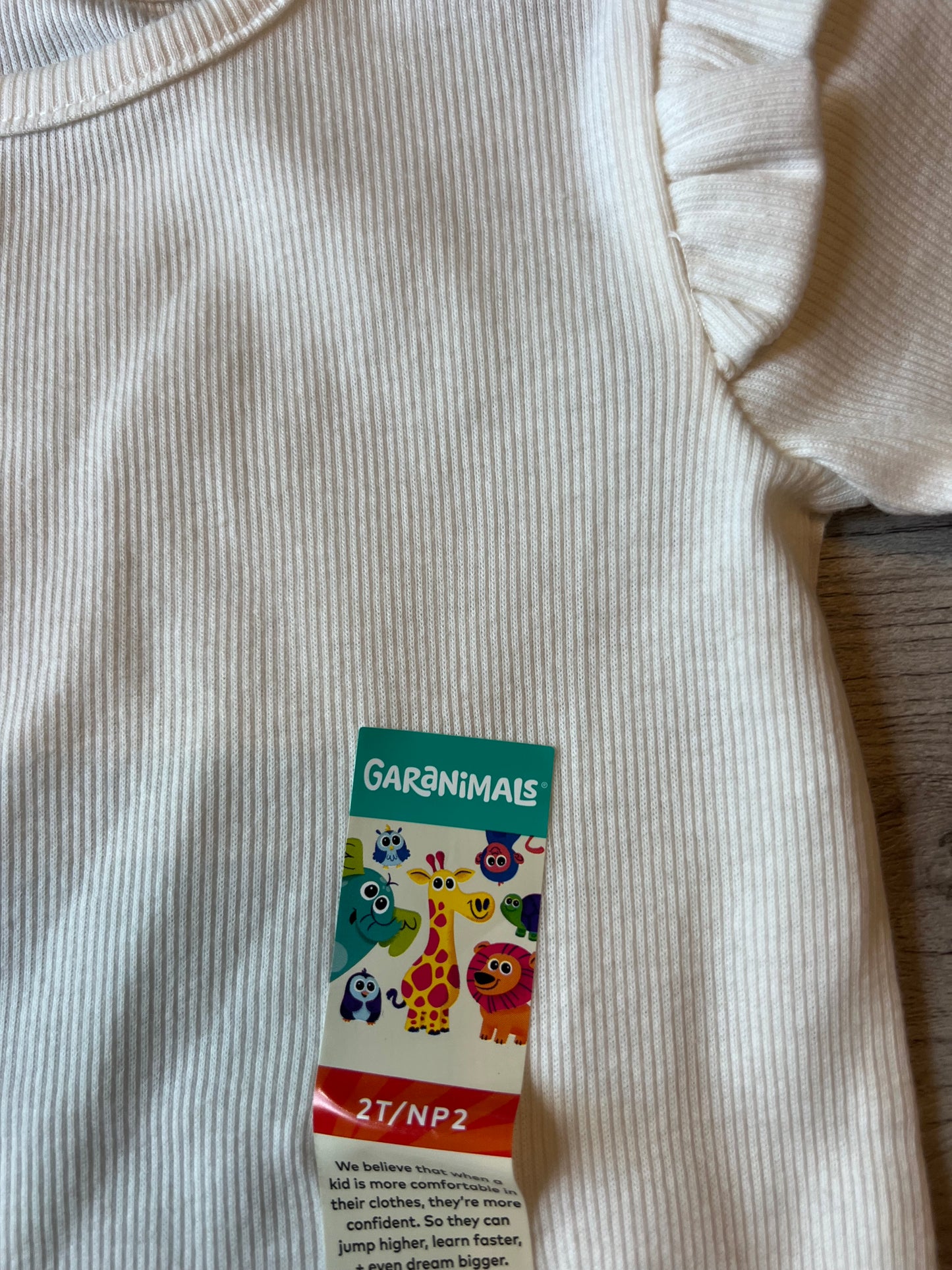 Ribbed Ruffle Short Sleeve Tee Toddler Girl Size 2T White NWT