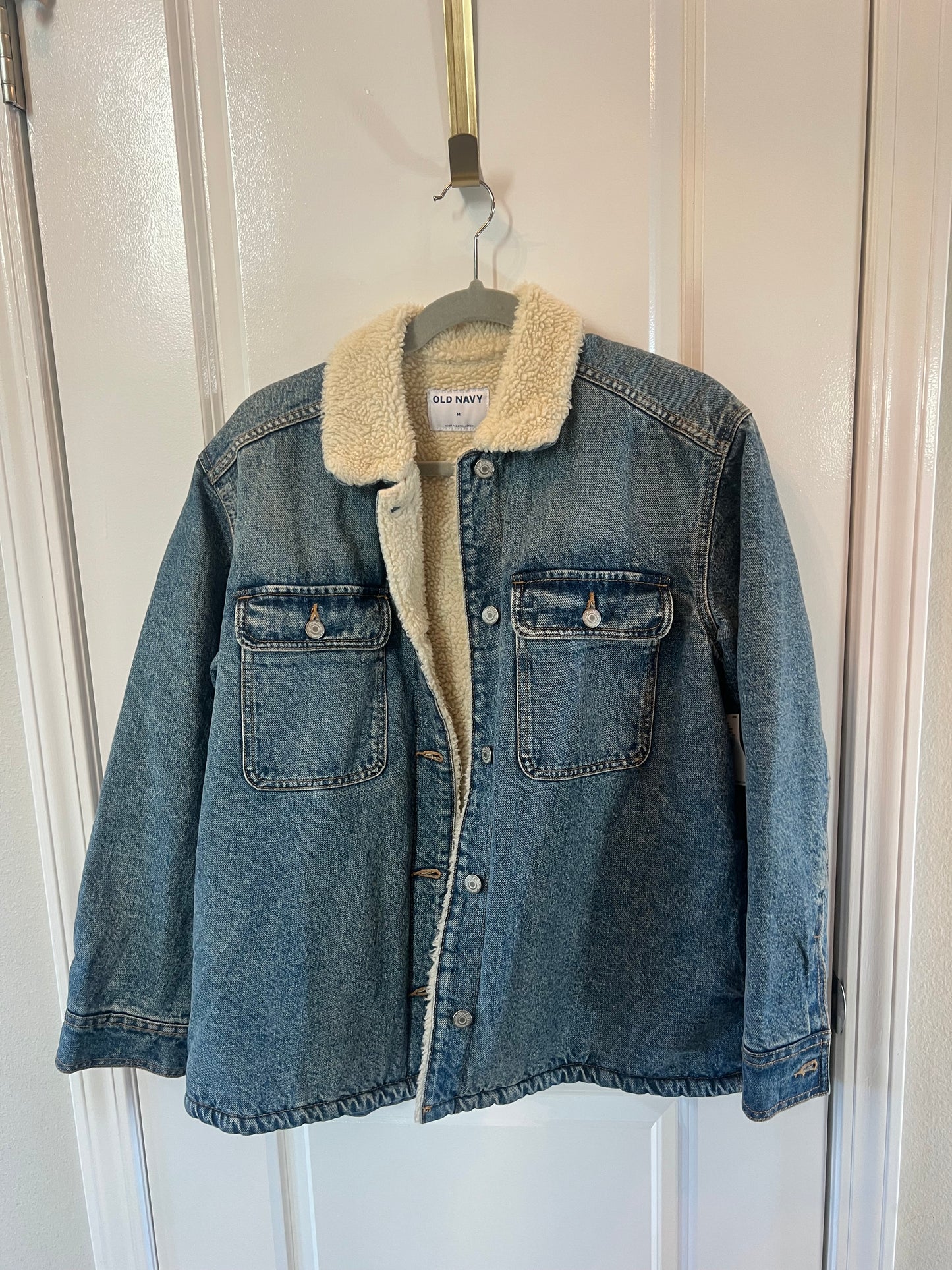 Old Navy Oversized Sherpa Denim Jacket Women’s Size Medium