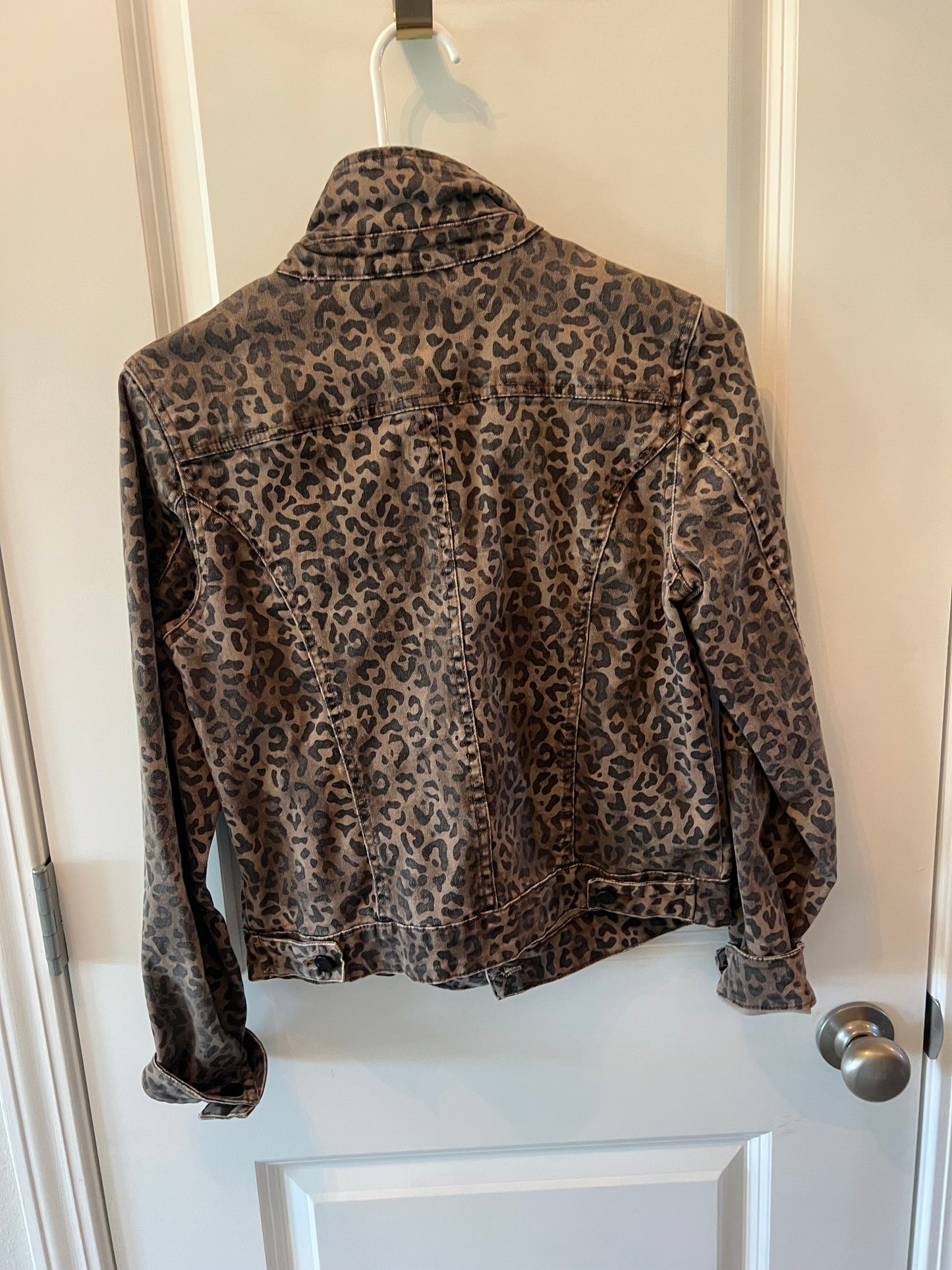 William Rast Leopard Denim Jacket Women’s Size Small Brown