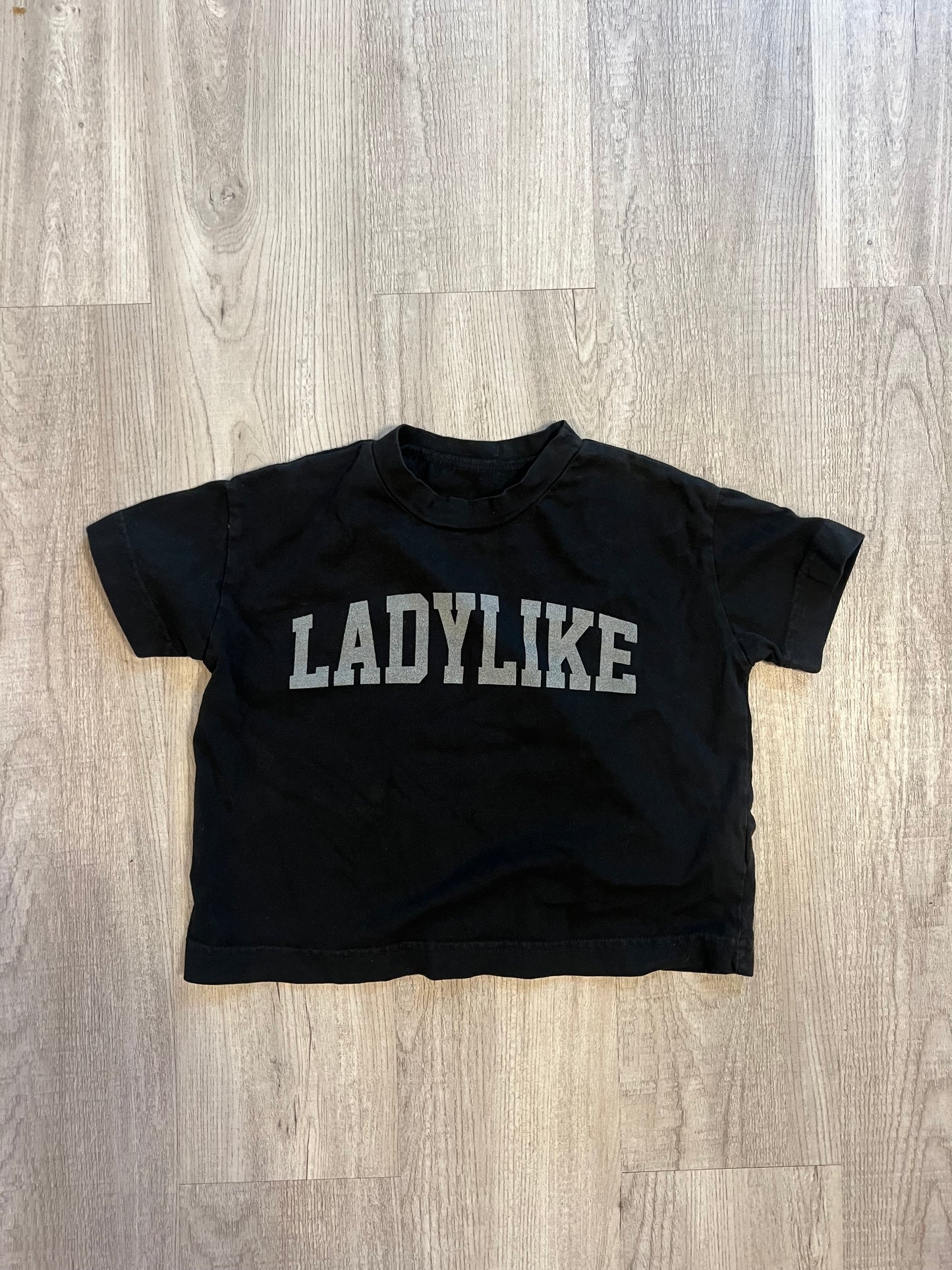Short Sleeve Ladylike Graphic Tee Toddler Girl Size 2T Black