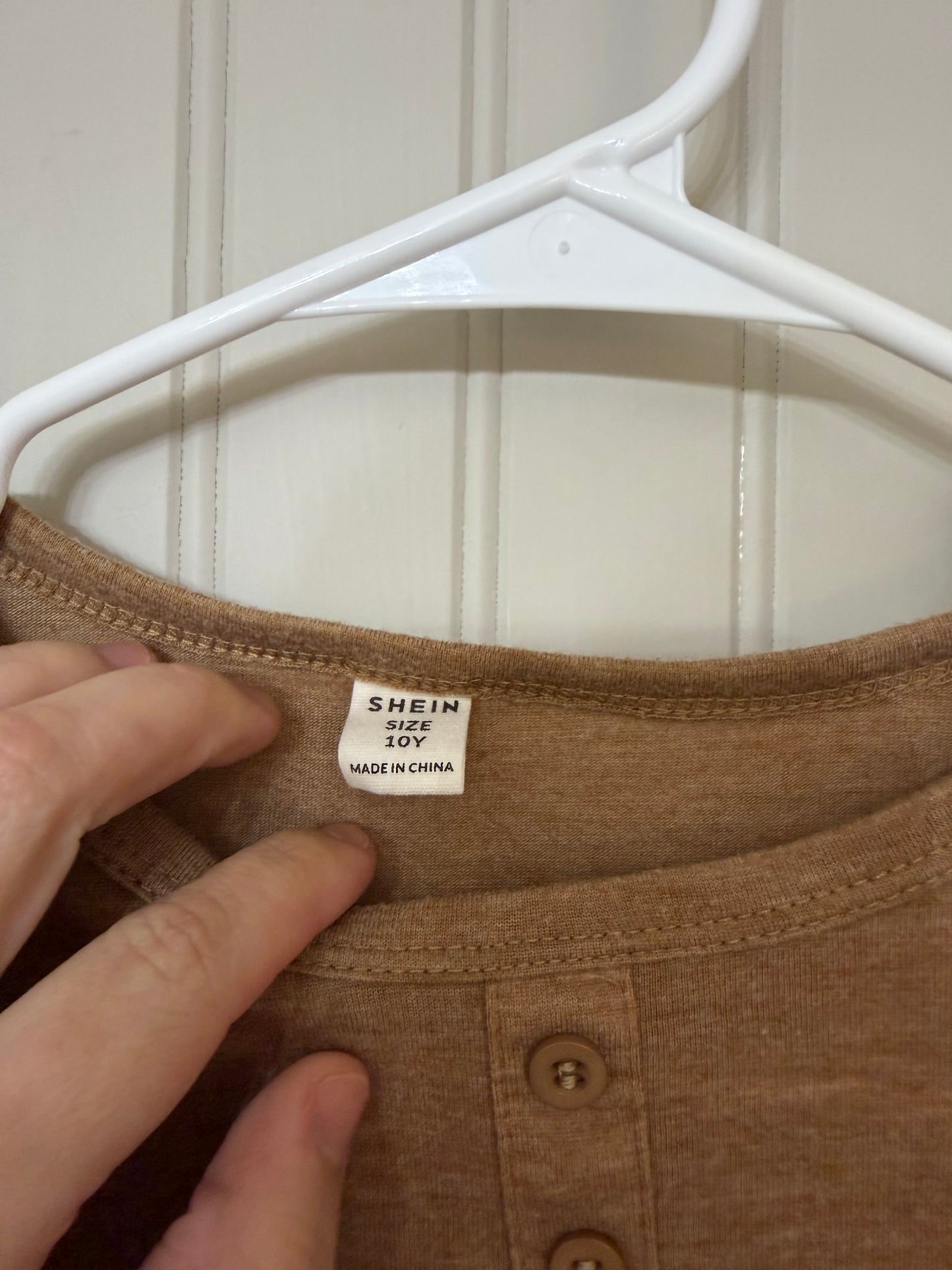 Knit Henley Youth Size 10 Years Tan