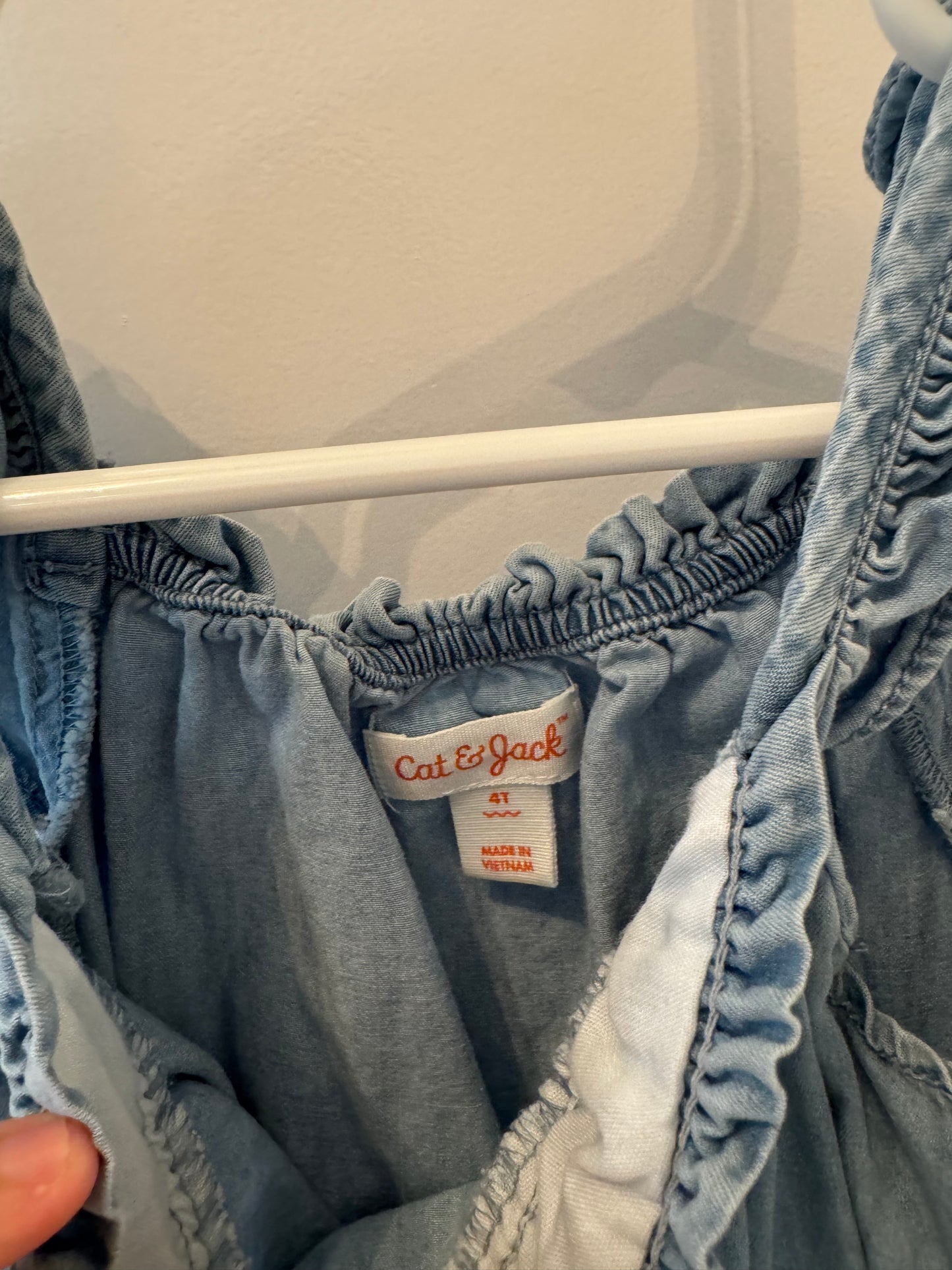 Cat & Jack Chambray Romper w Ruffles Toddler Girl Size 4T