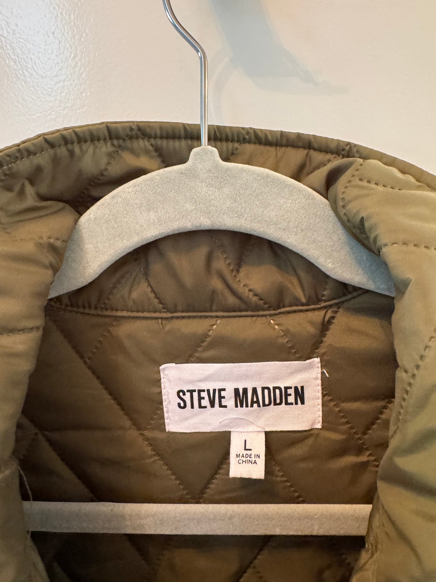 Steve Madden Iris Quilted Utility Jacket Women’s Large Olive