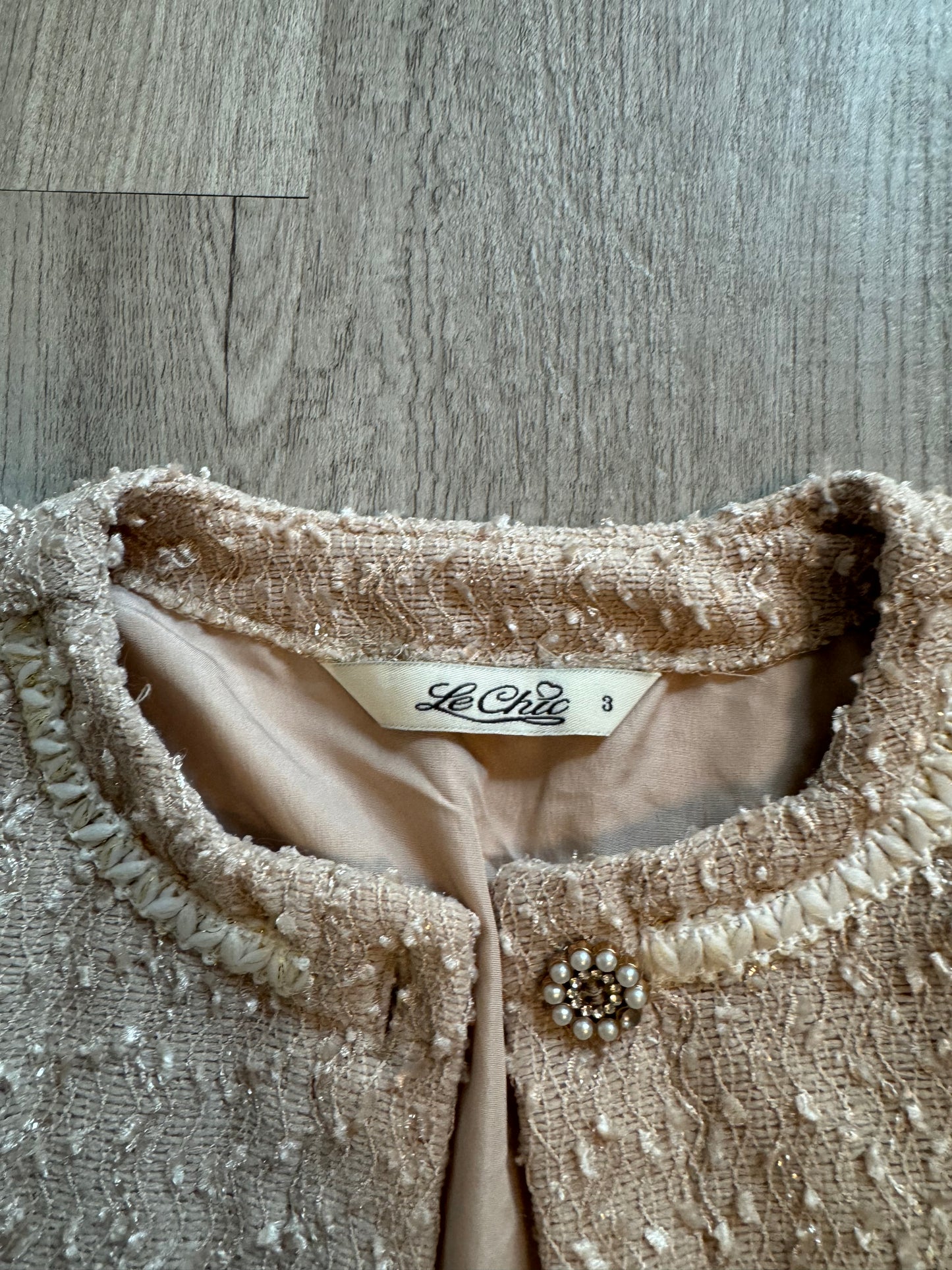 Tweed Matching Set Toddler Girl Size 3T Beige