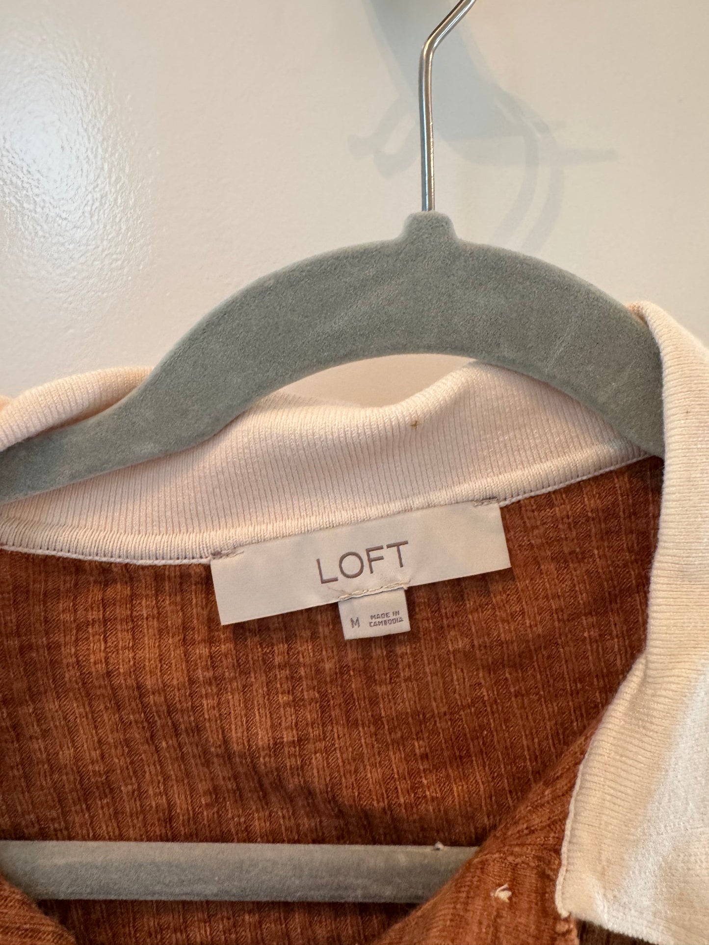Loft Ribbed Polo Women’s Medium Brown