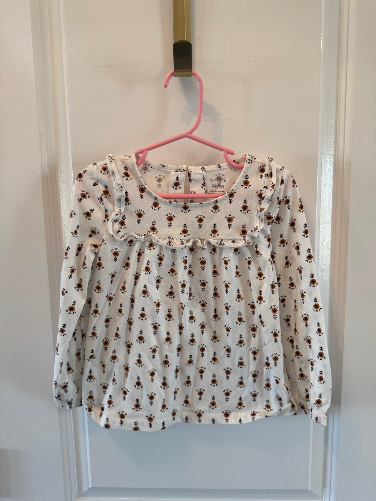 Carters Floral Top Toddler Size 4T White