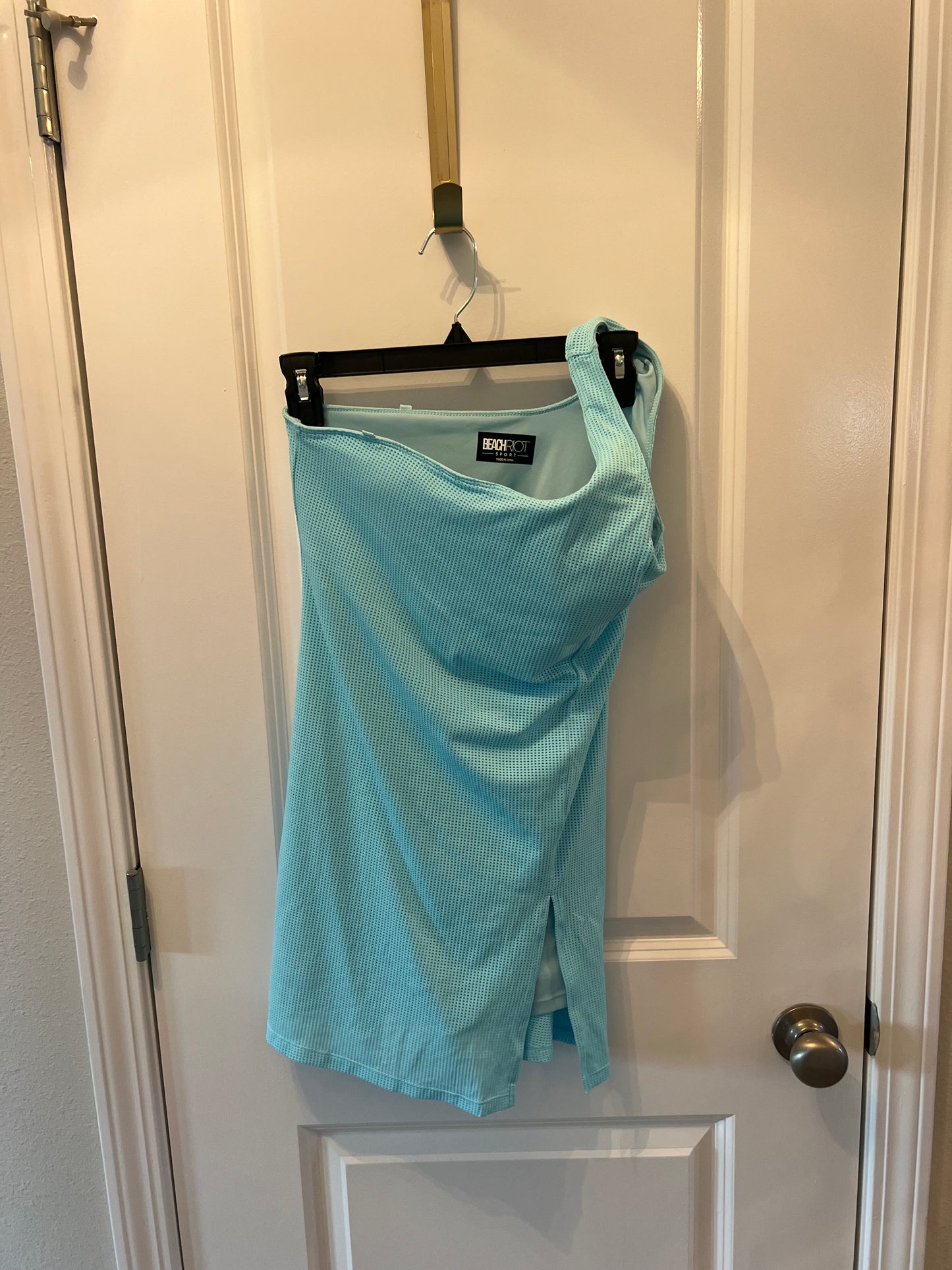 Beach Riot Harley One-Shoulder Mesh Skort Romper Women’s Size Medium Blueberry Ice