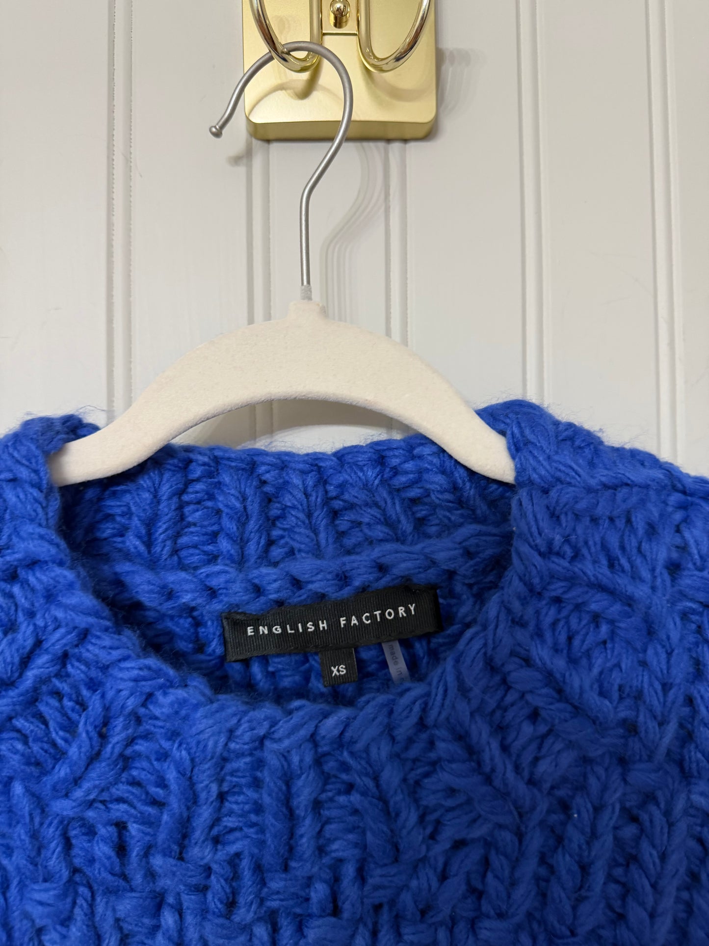 English Factory Short Sleeve Sweater Women’s Medium Blue