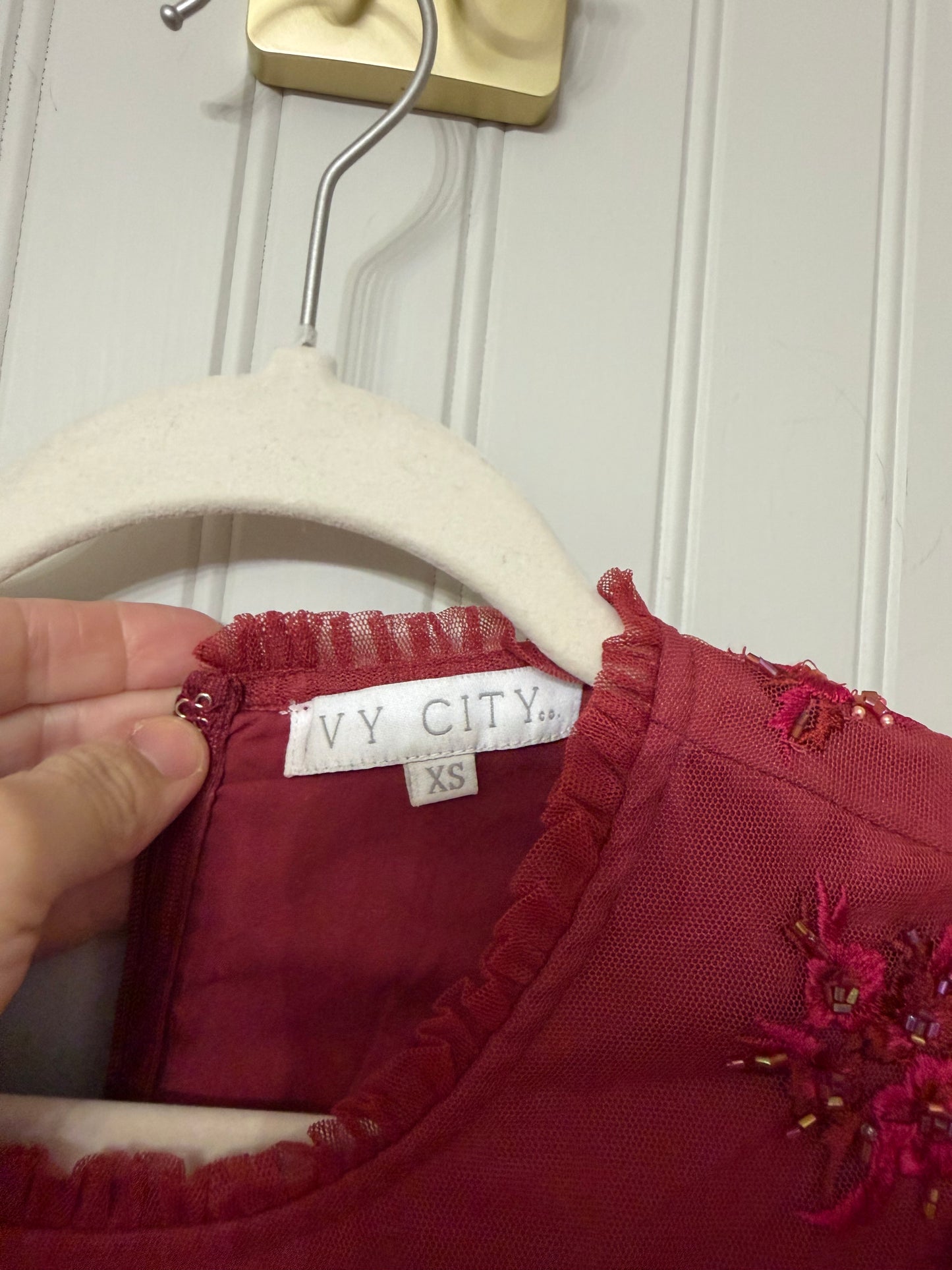 Ivy City Anastasia Dress Women’s XS Burgundy