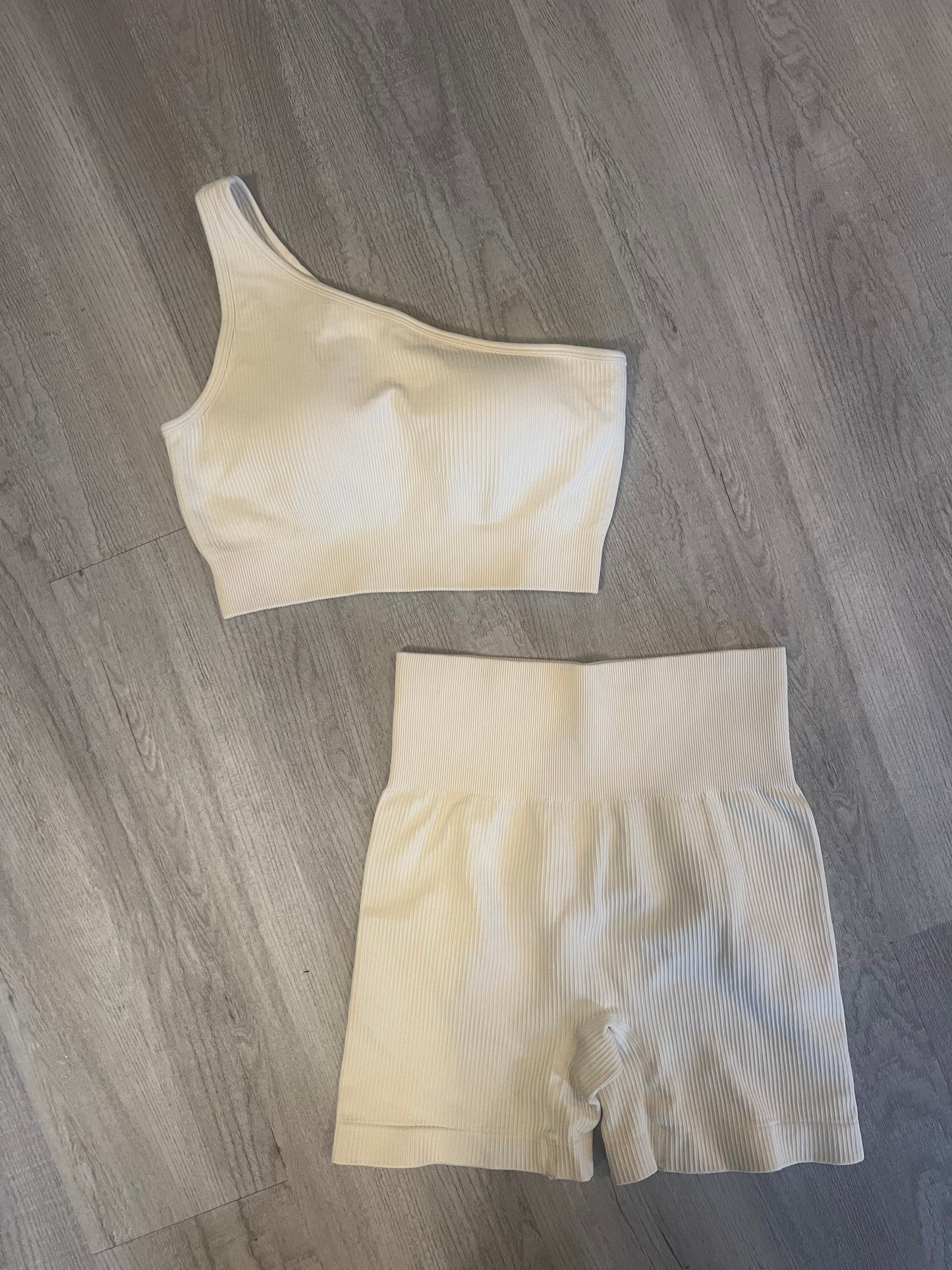 Ribbed Matching Set Women's Size Small Cream