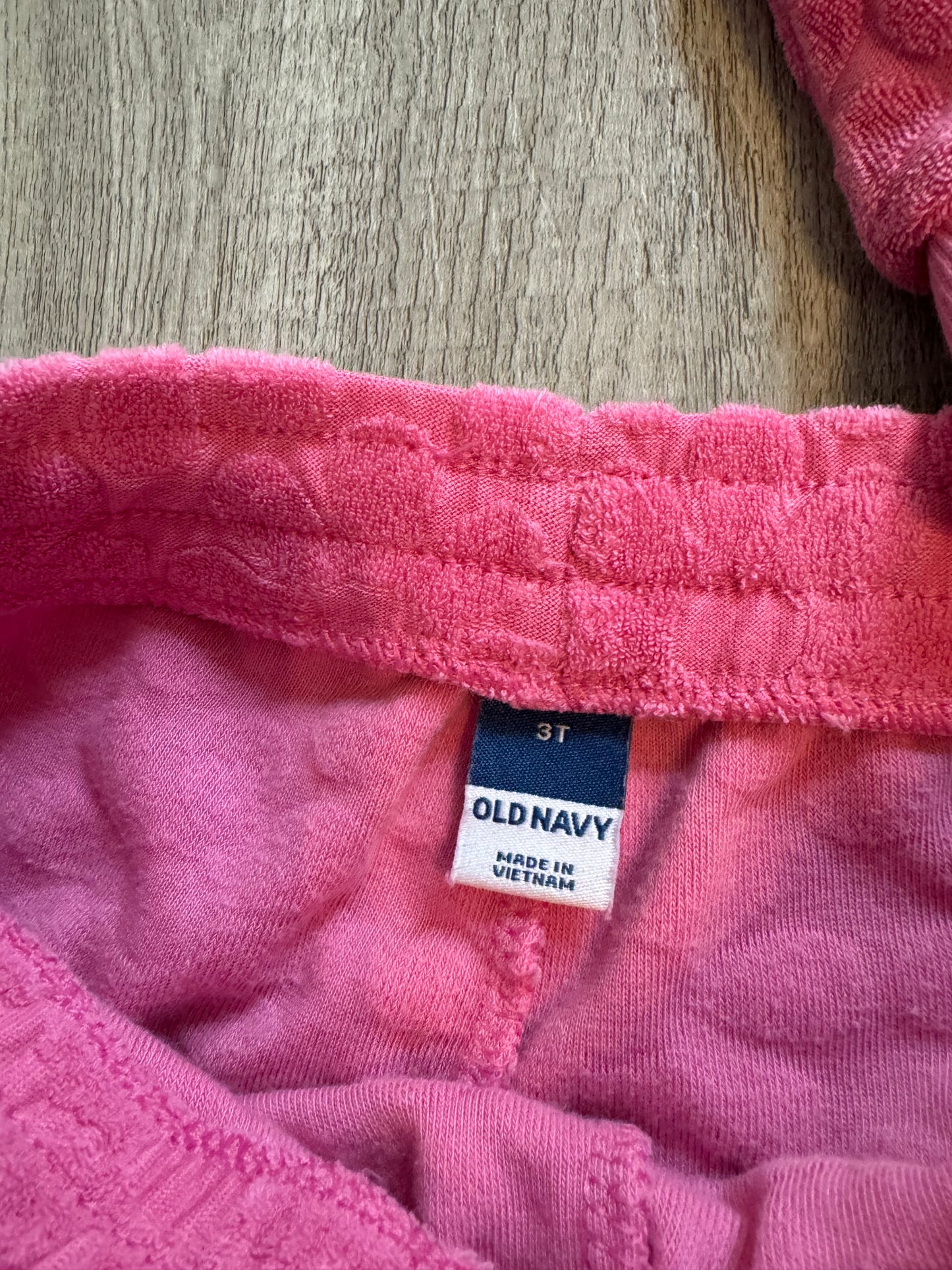 Old Navy Embossed Daisy Terry Cloth Matching Set Toddler Girl Size 3T Pink