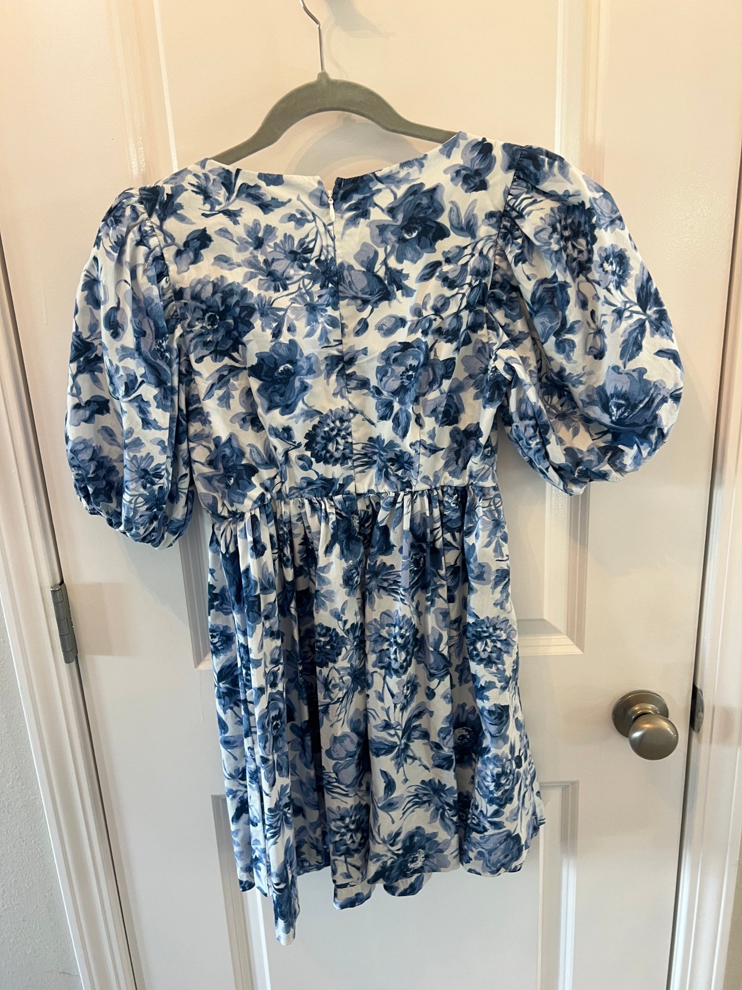 Abercrombie & Fitch Cutout Poplin Mini Dress Women’s Size XS Petite Blue Floral
