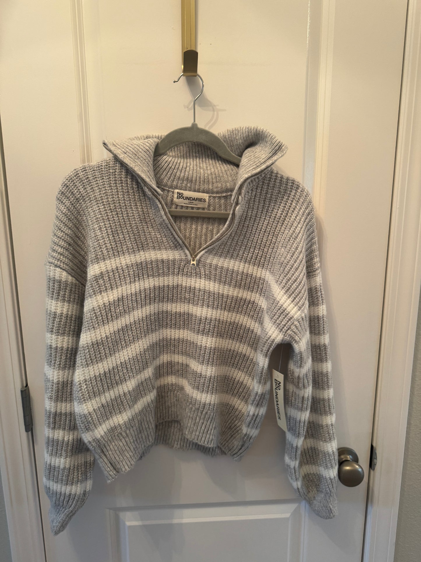Striped Quarter Zip Sweater Women’s Large NWT