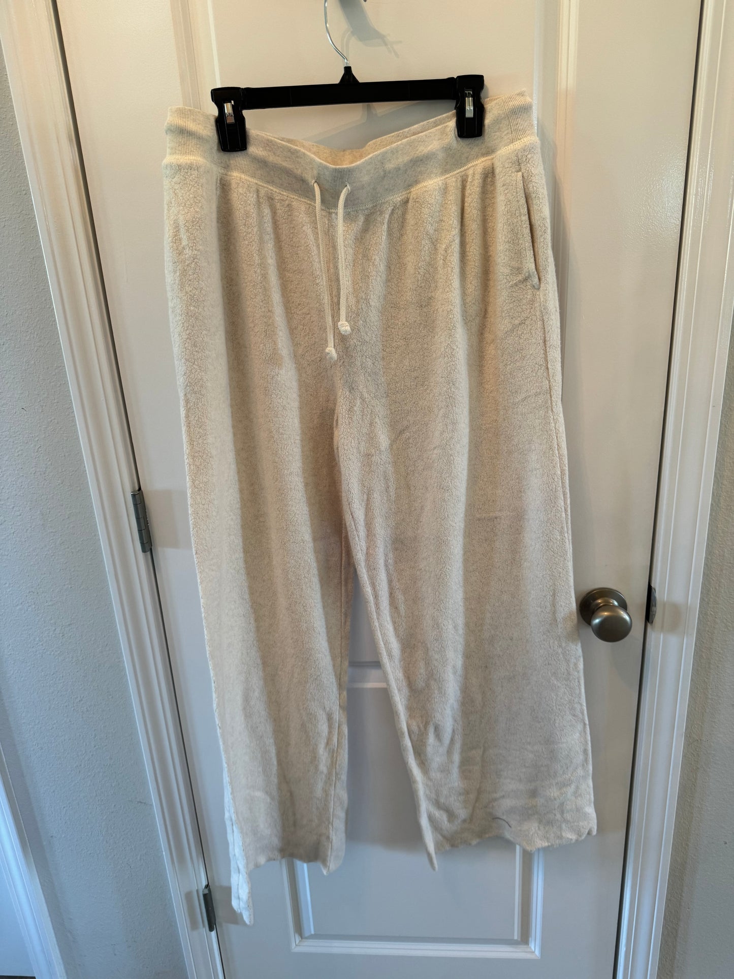 Aerie Drawstring Ribbed Pants Women’s Size Large Cream