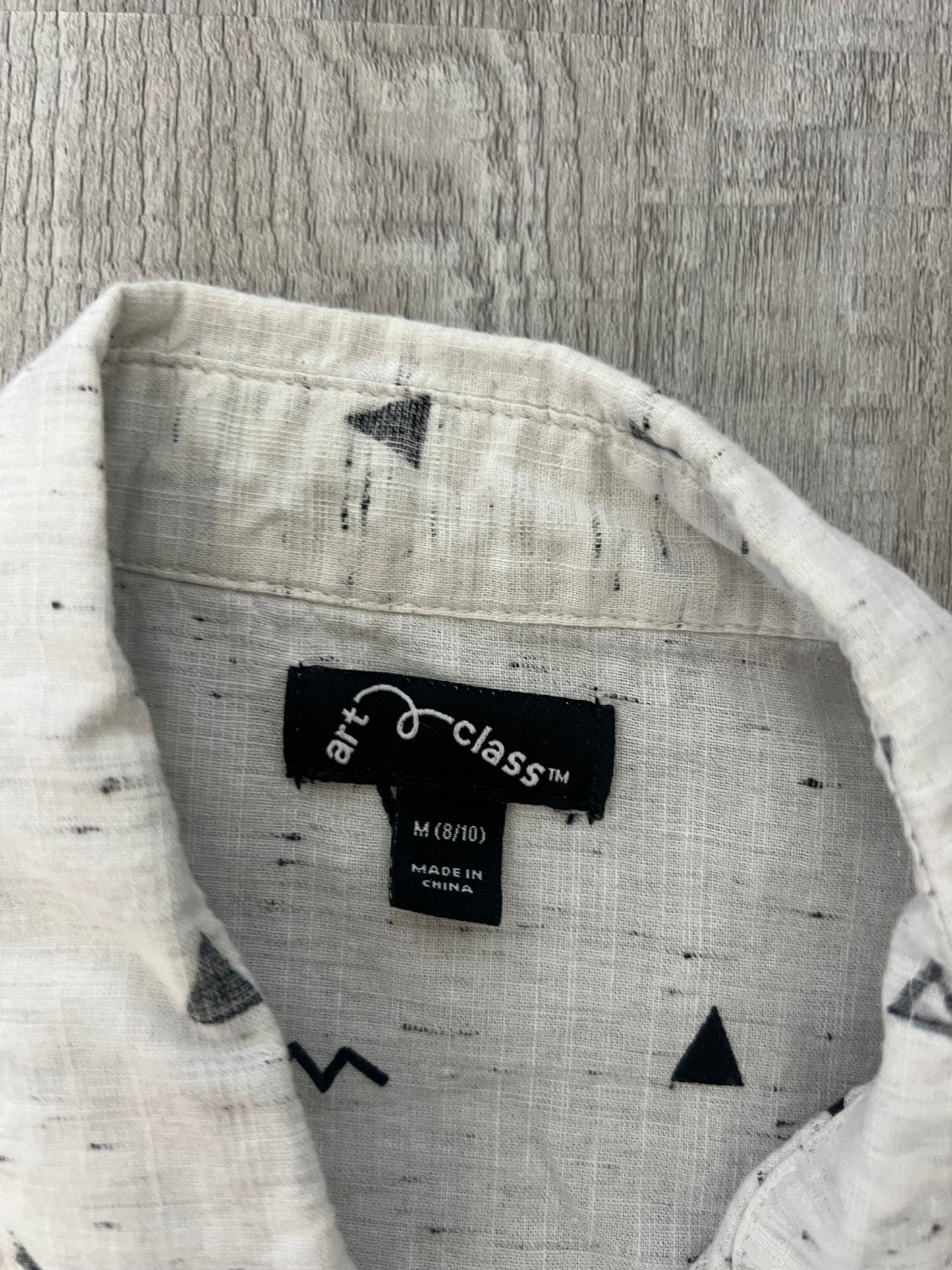 Art Class Printed Button Front Shirt Youth Boys Size 8/10 Years Gray