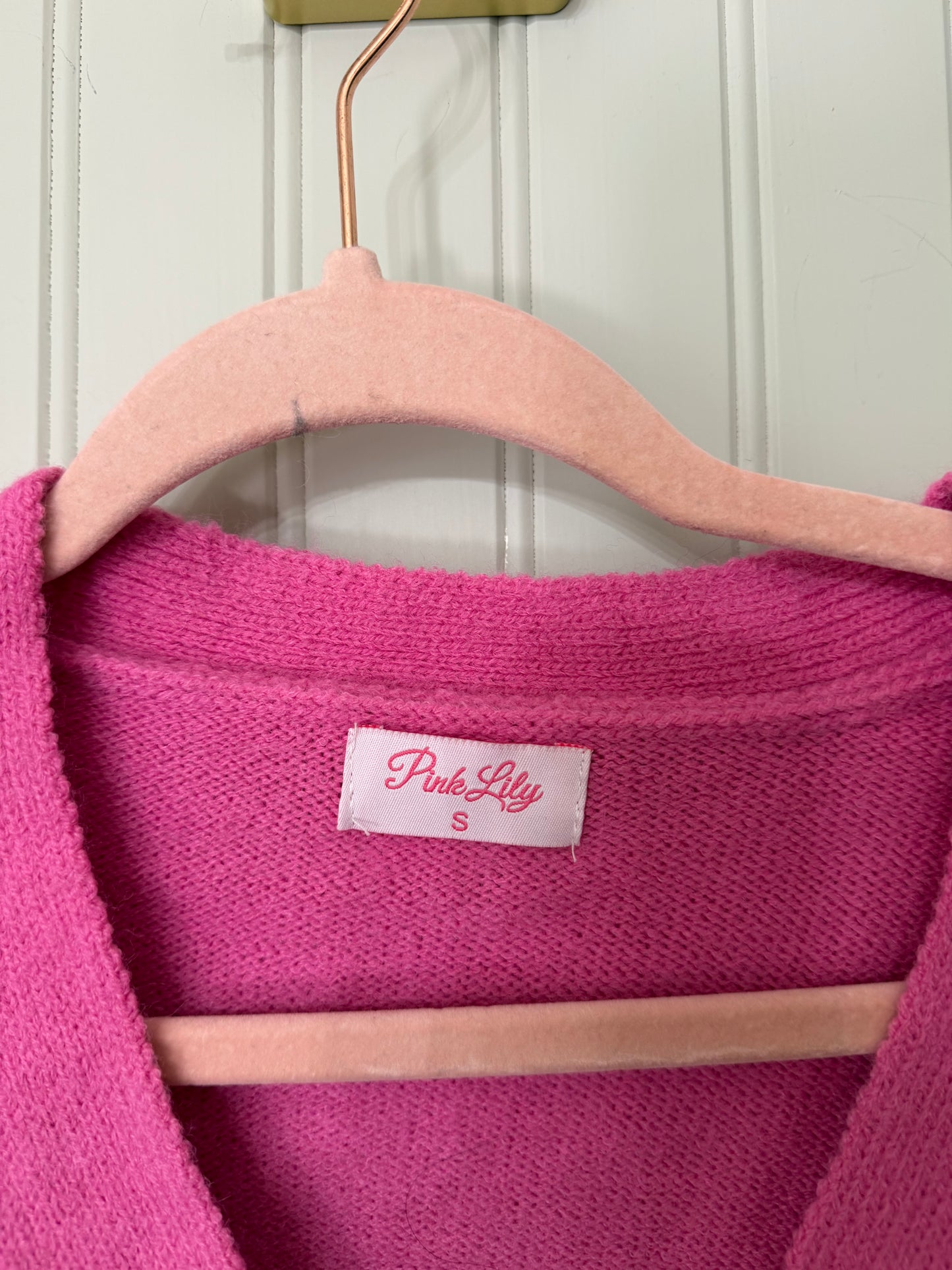 Pink Lily Sequin Nutcracker Cardigan Women’s Small Pink