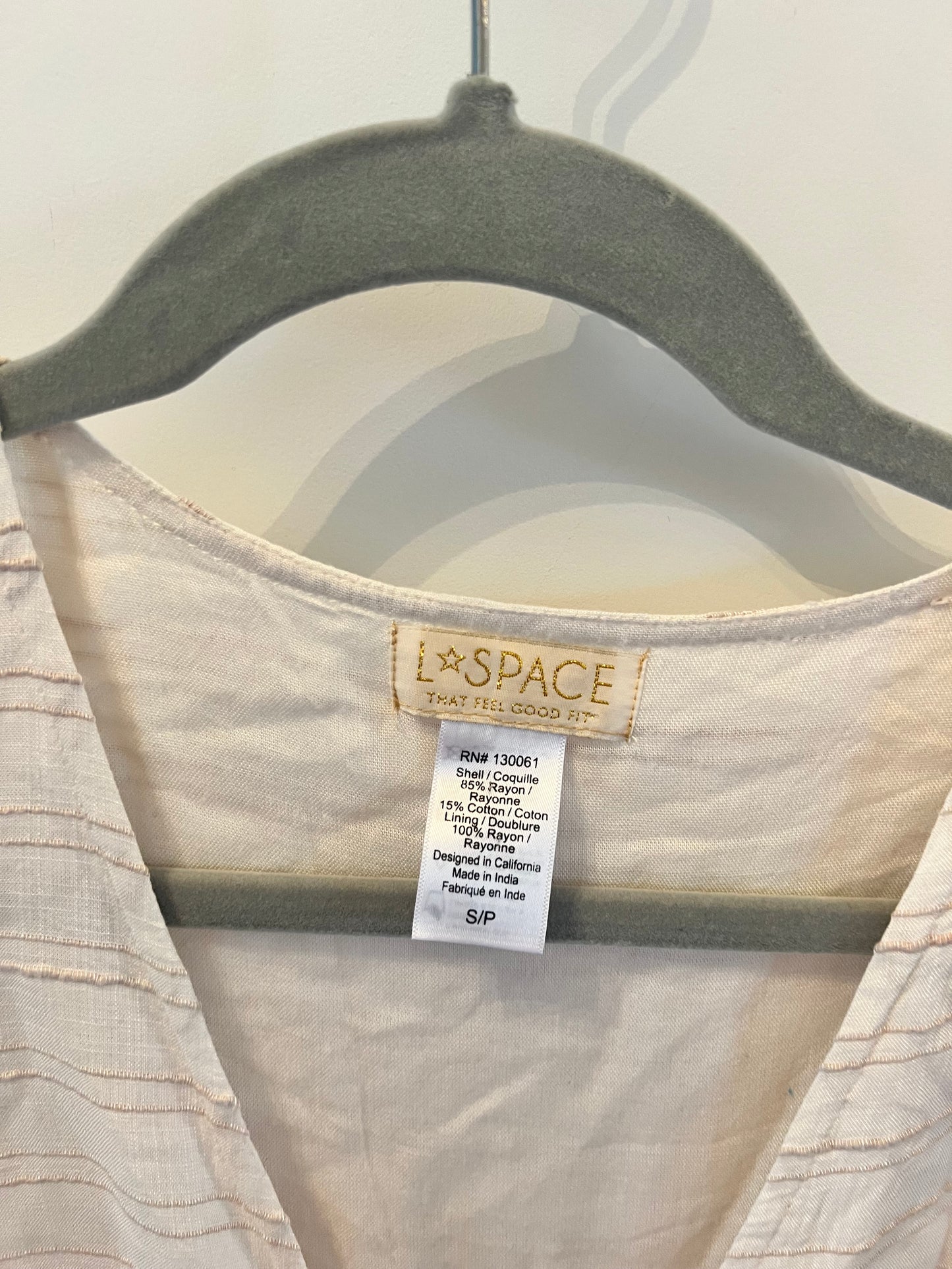 LSpace Short Sleeve Dress Women’s Size Small 4-6 Cream