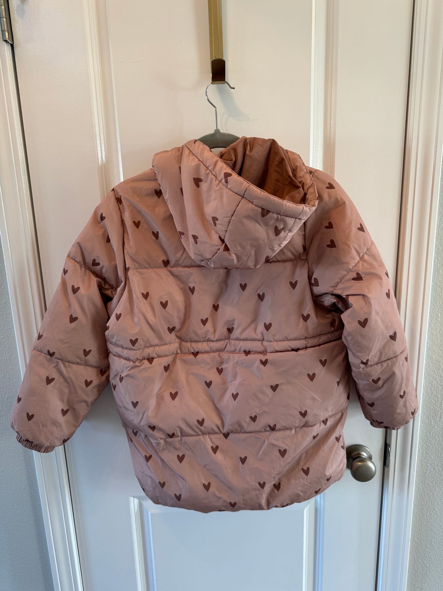Rylee + Cru Puffer Jacket w Hood Hearts Youth Girl Size 10–2 Mauve