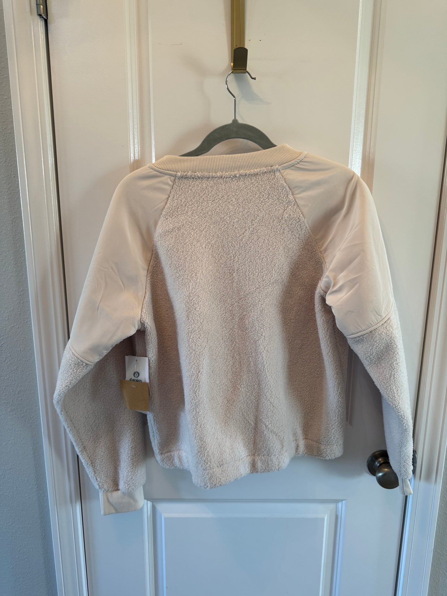 Mono B Micro-Fleece Full Zip Bomber Jacket Women’s Large Cream NWT