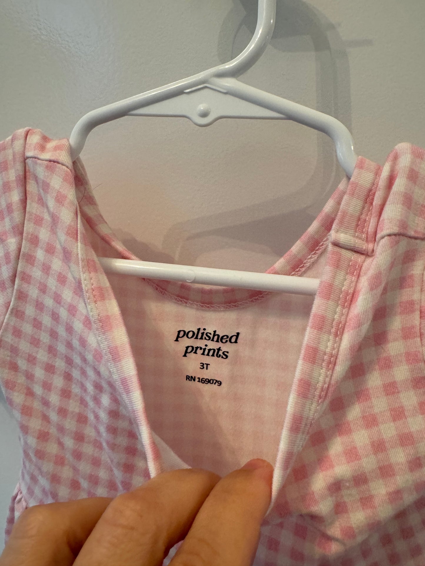 Polished Prints Gingham Dress Toddler Girl Size 3T Pink