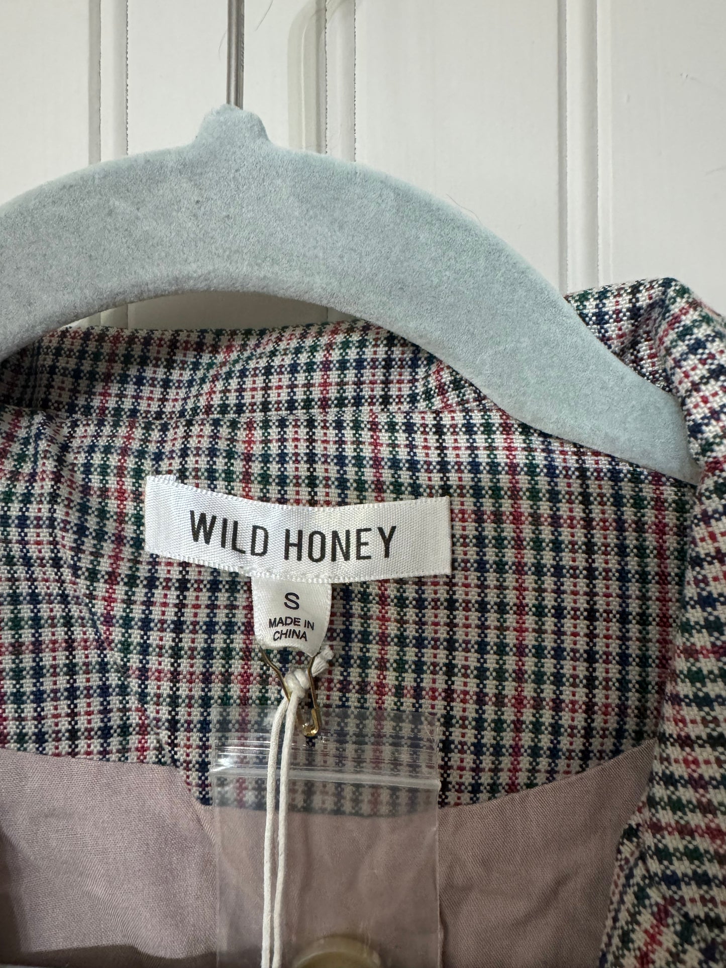 Wild Honey Plaid Blazer Women’s Small NWT