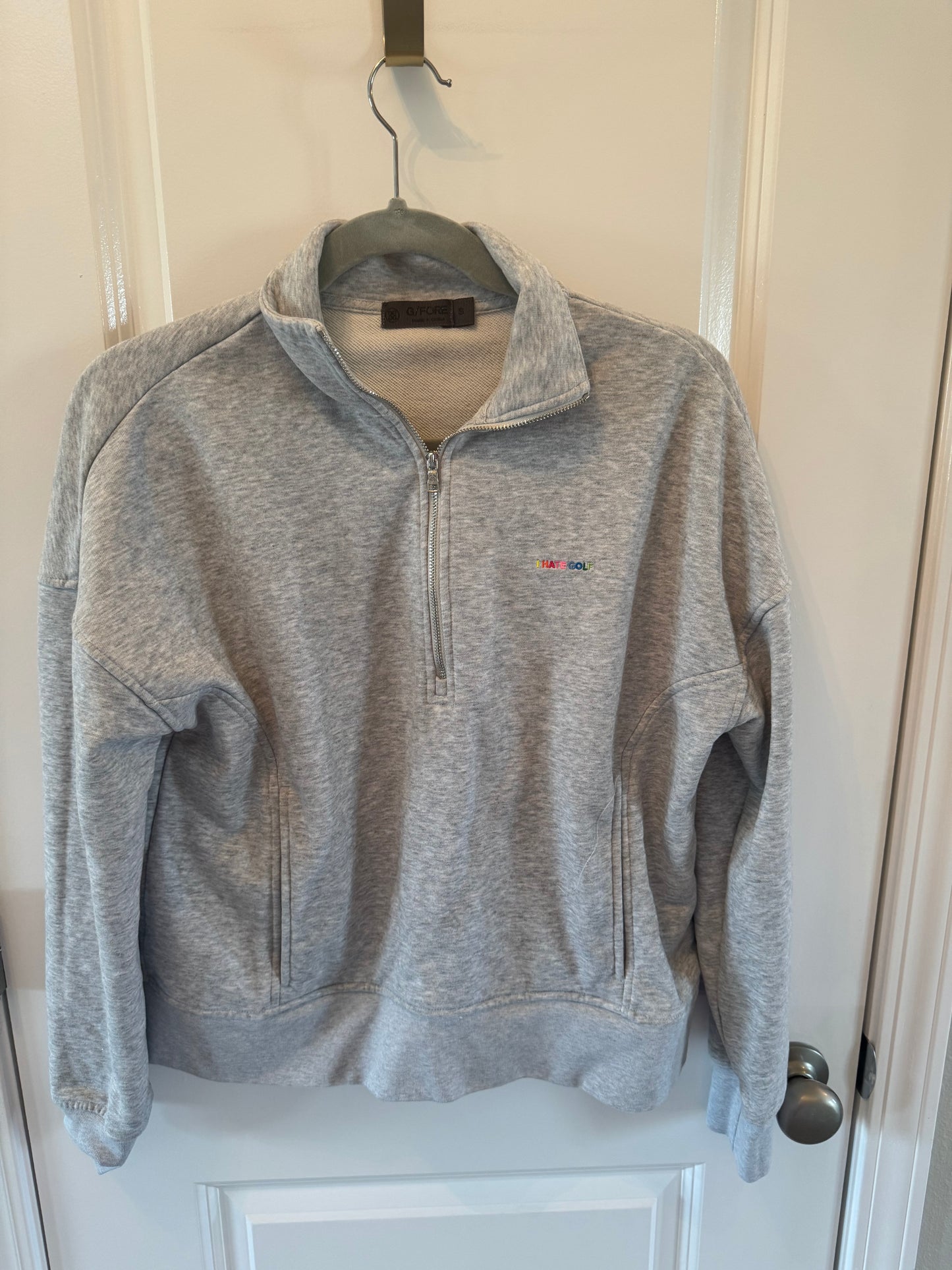 G/FORE French Terry I Hate Golf Boxy Pullover Women’s Size Small Daybreak