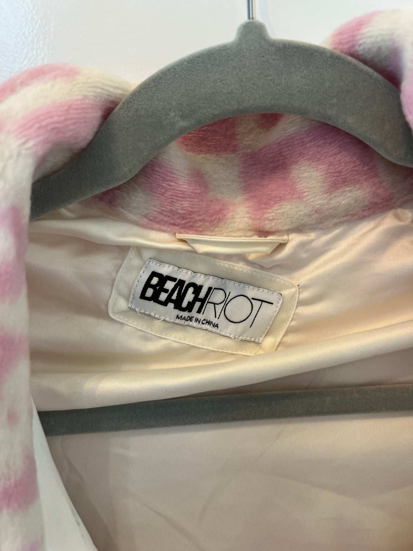 Beach Riot Oversized Skye Jacket Mod Flower Check Women’s Size Medium Pink