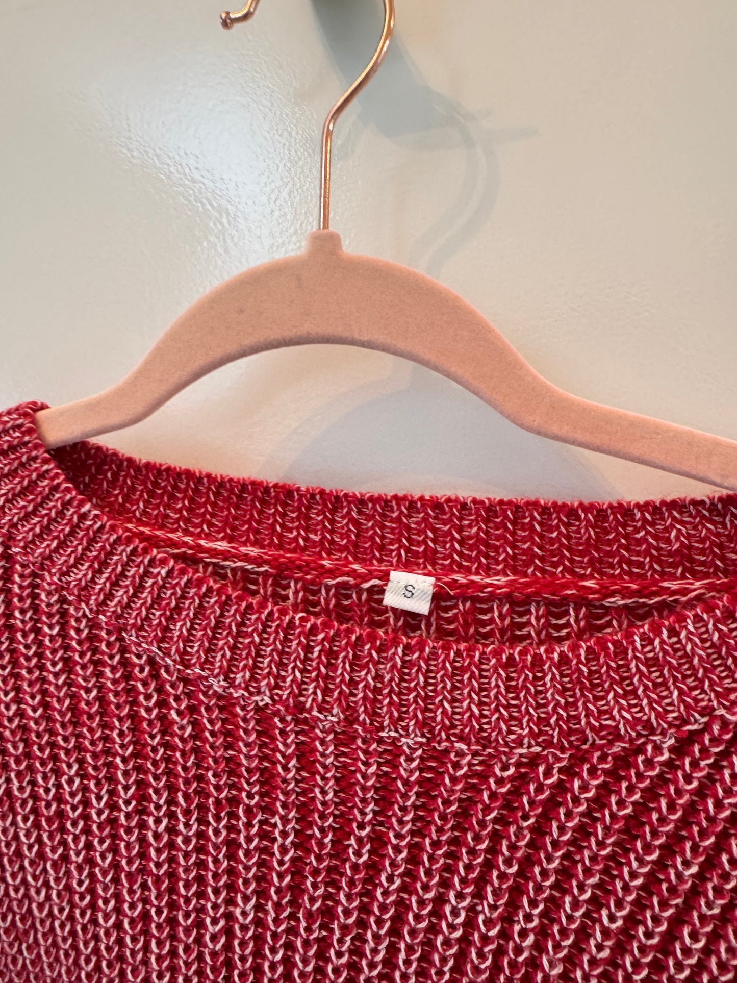 Knit Sweater w Heart Elbow Patch Women’s Small Pink