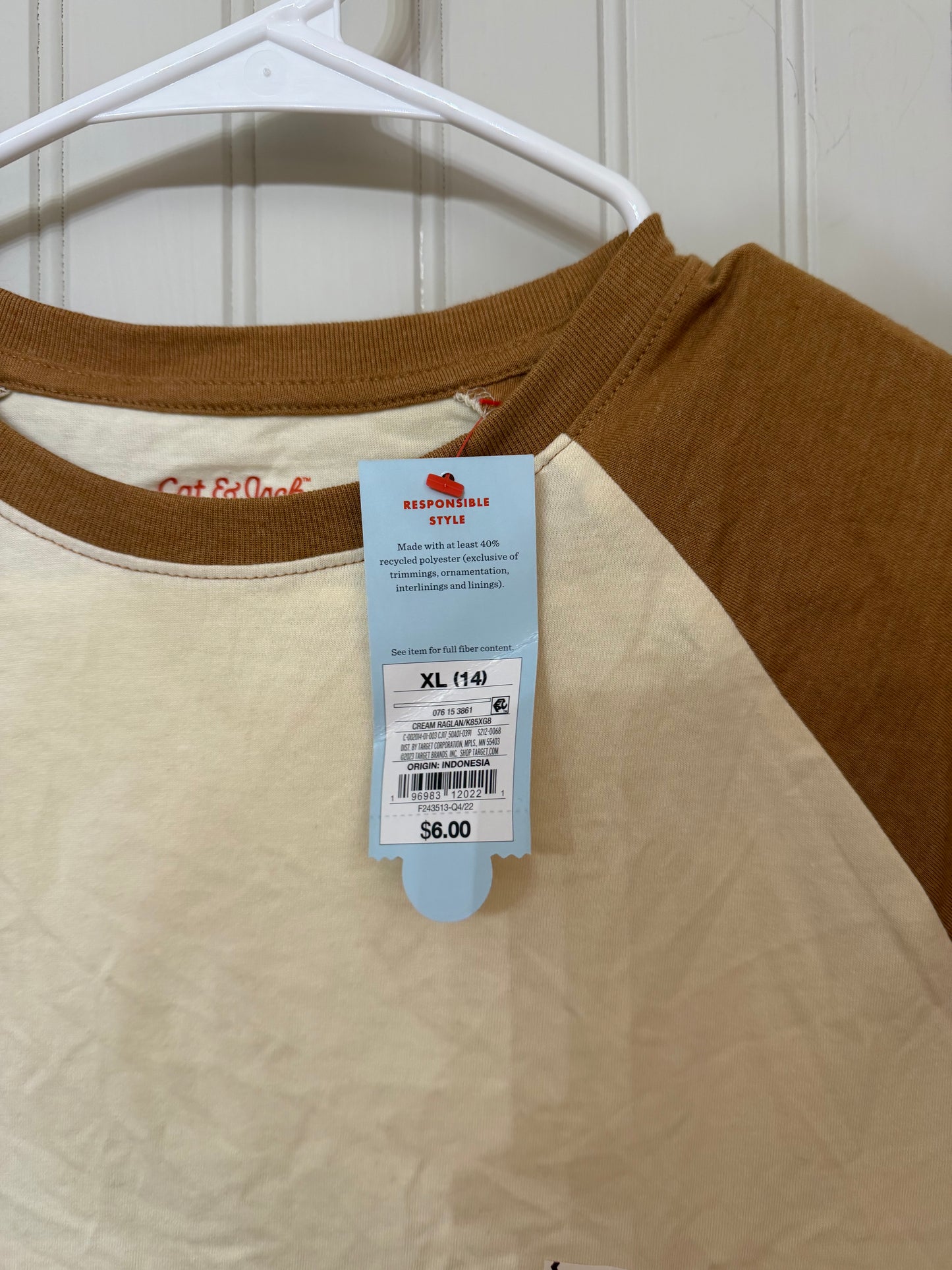 Raglan Tee Youth Size XL NWT