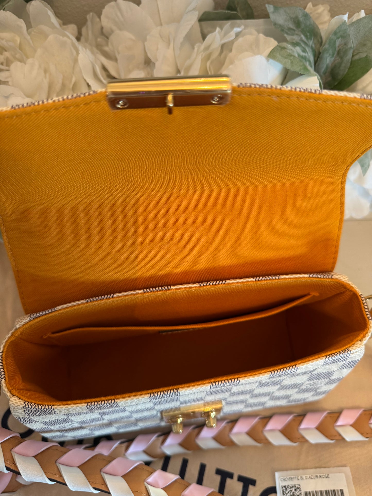 LOUIS VUITTON Damier Azur Braided Croisette Rose