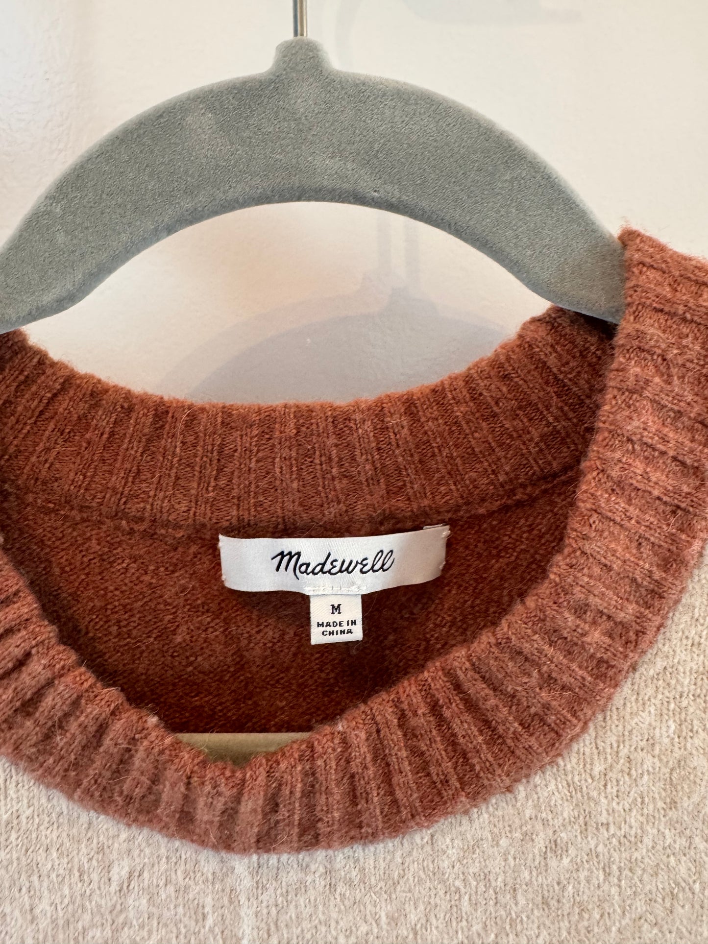 Madewell Wool Blend Colorblock Payton Pullover Sweater Women’s Size Medium Cream