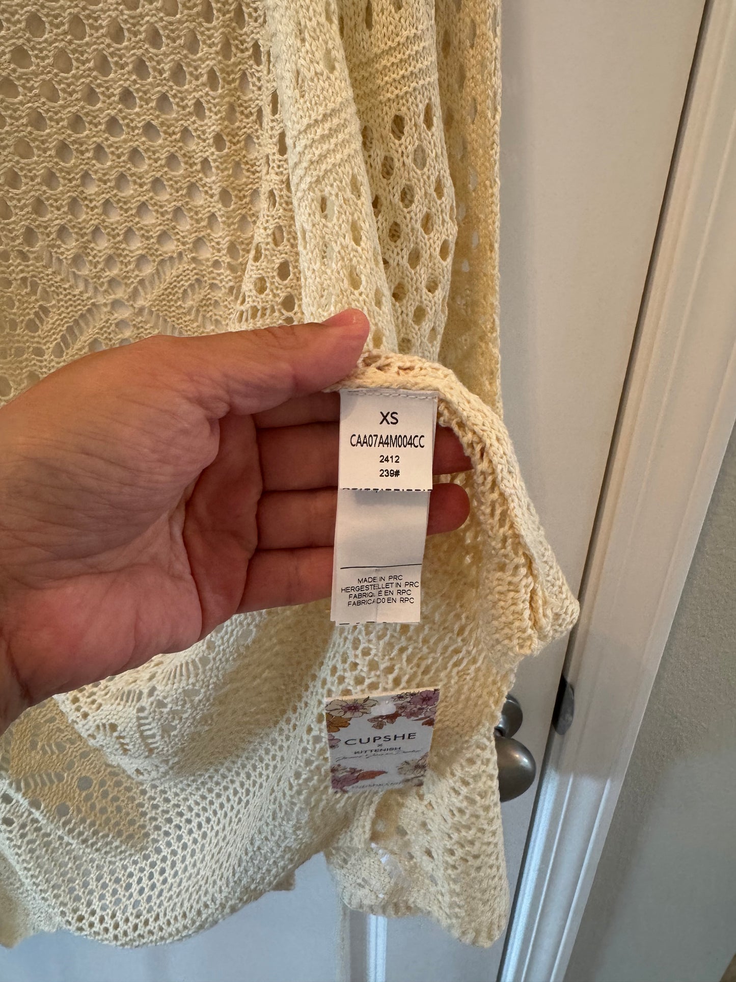 Cupshe Crochet Swim Cover-Up Women’s XS NWT Ivory