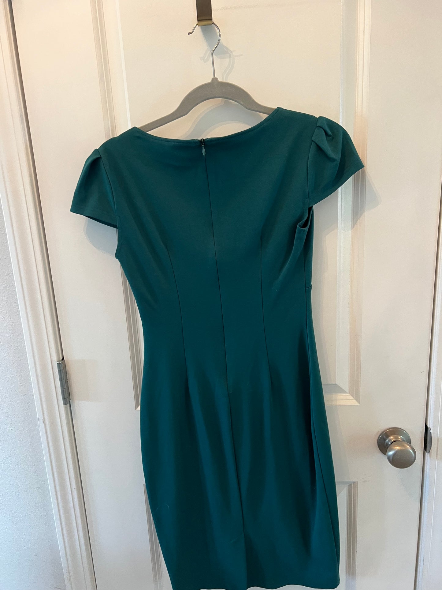 Deep VNeck Knee Length Bodycon Slim Dress Women’s Size Small Teal