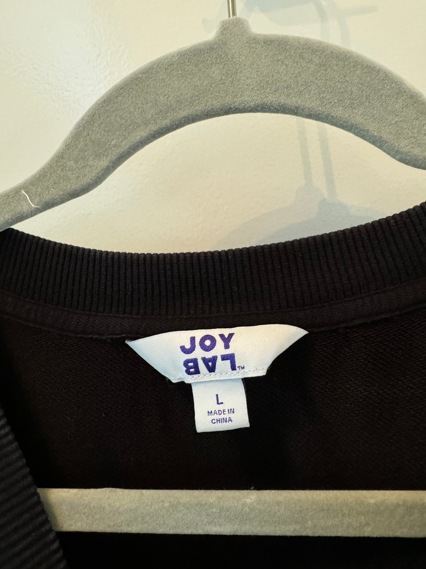 JoyLab Ribbed Crewneck Sweatshirt Women’s Size Large Black