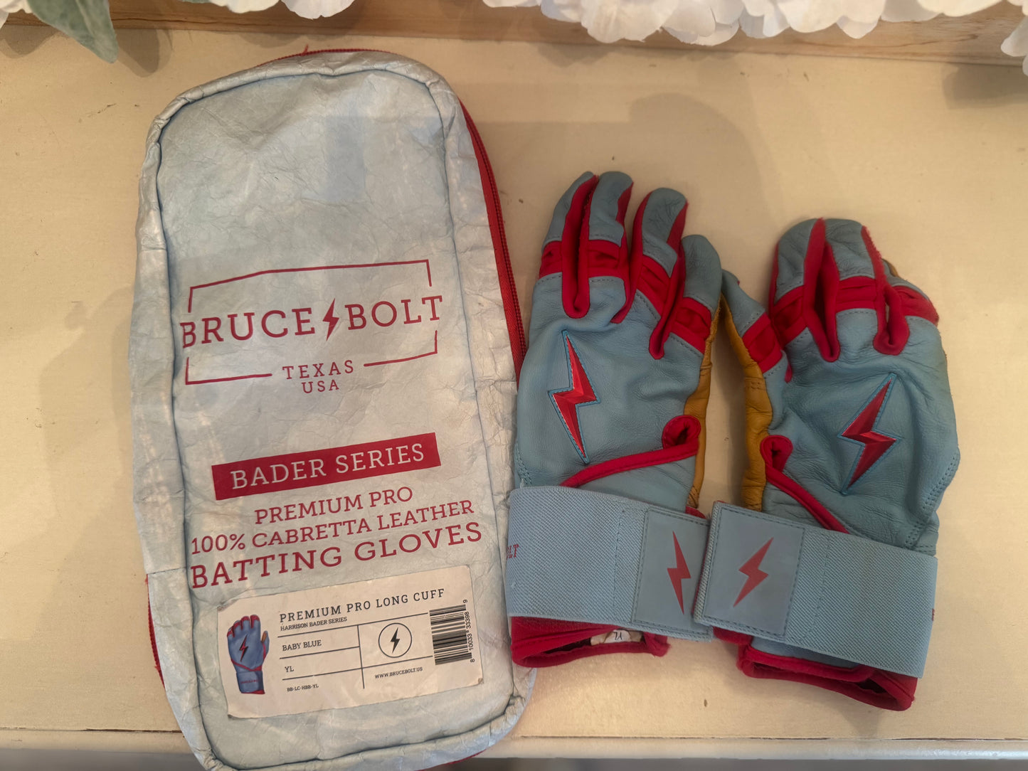 Bader Series Long Cuff Batting Gloves Size Youth Large