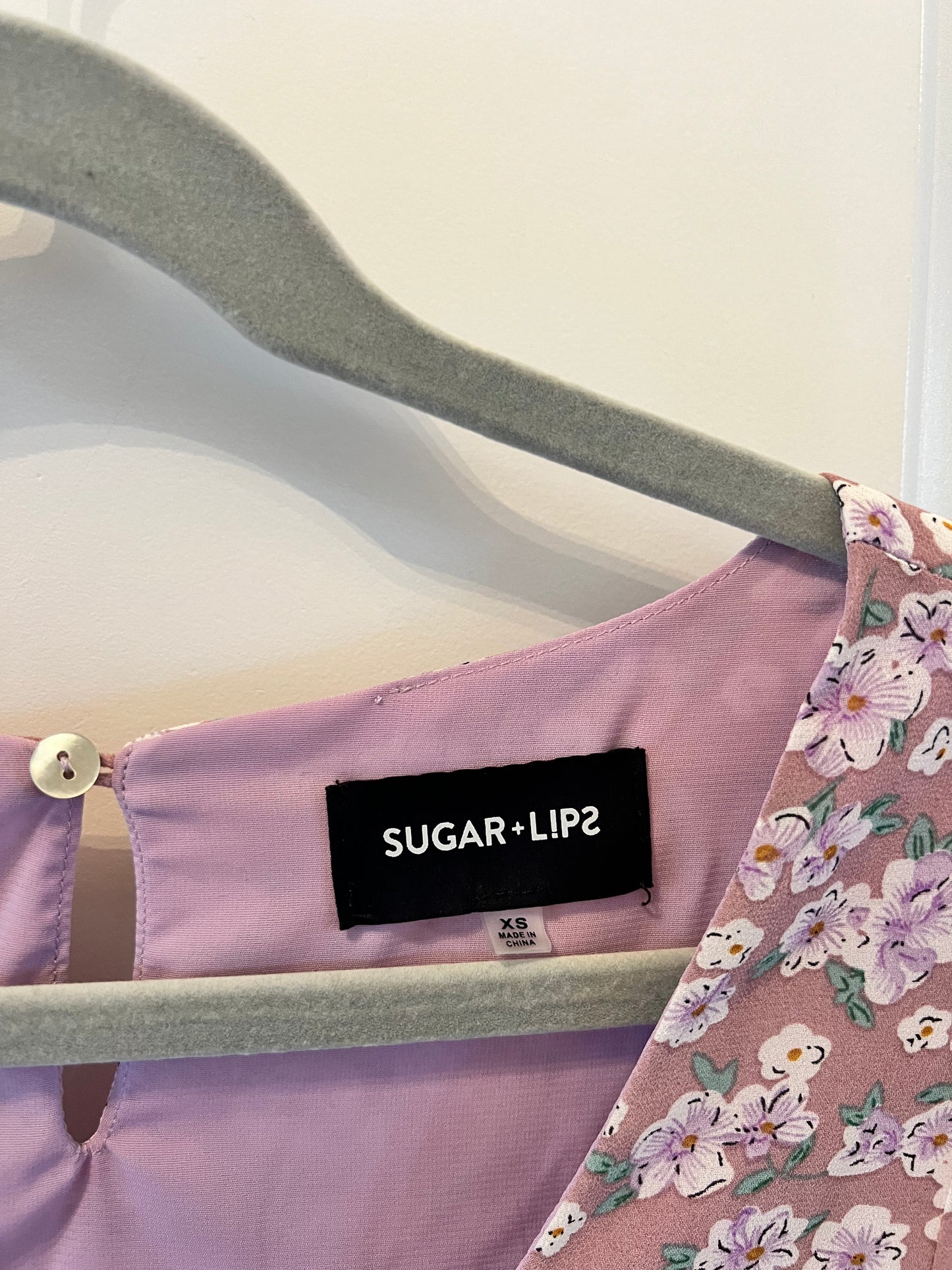 Sugar Lips Square Neck Floral Top Women’s XS Lilac